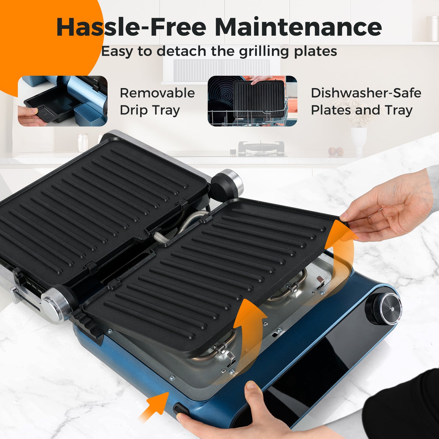 1200W Panini Press Grill with 7 Grilling Modes & LED Display