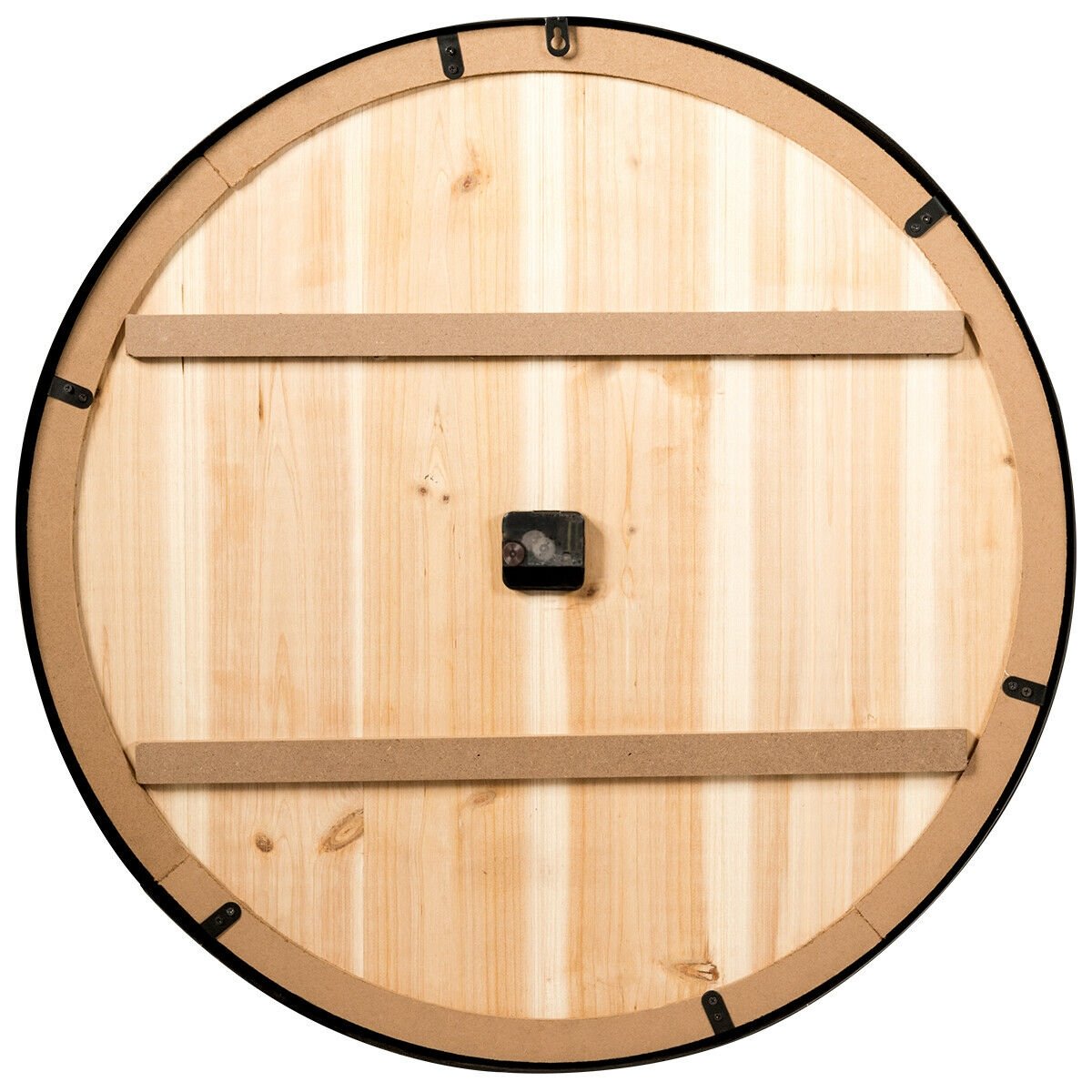 27.5 Inch Rustic Wooden Wall Clock with Roman Numerals - Silent Battery Operated