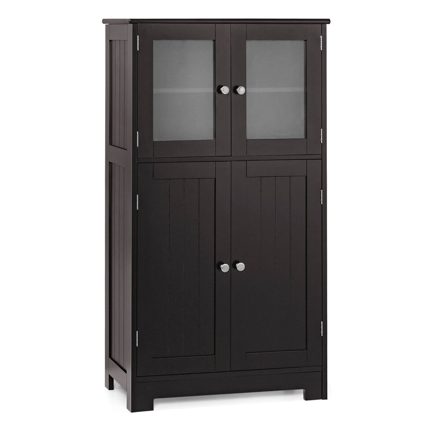4 Door Freestanding Bathroom & Kitchen Storage Cabinet with Adjustable Shelf