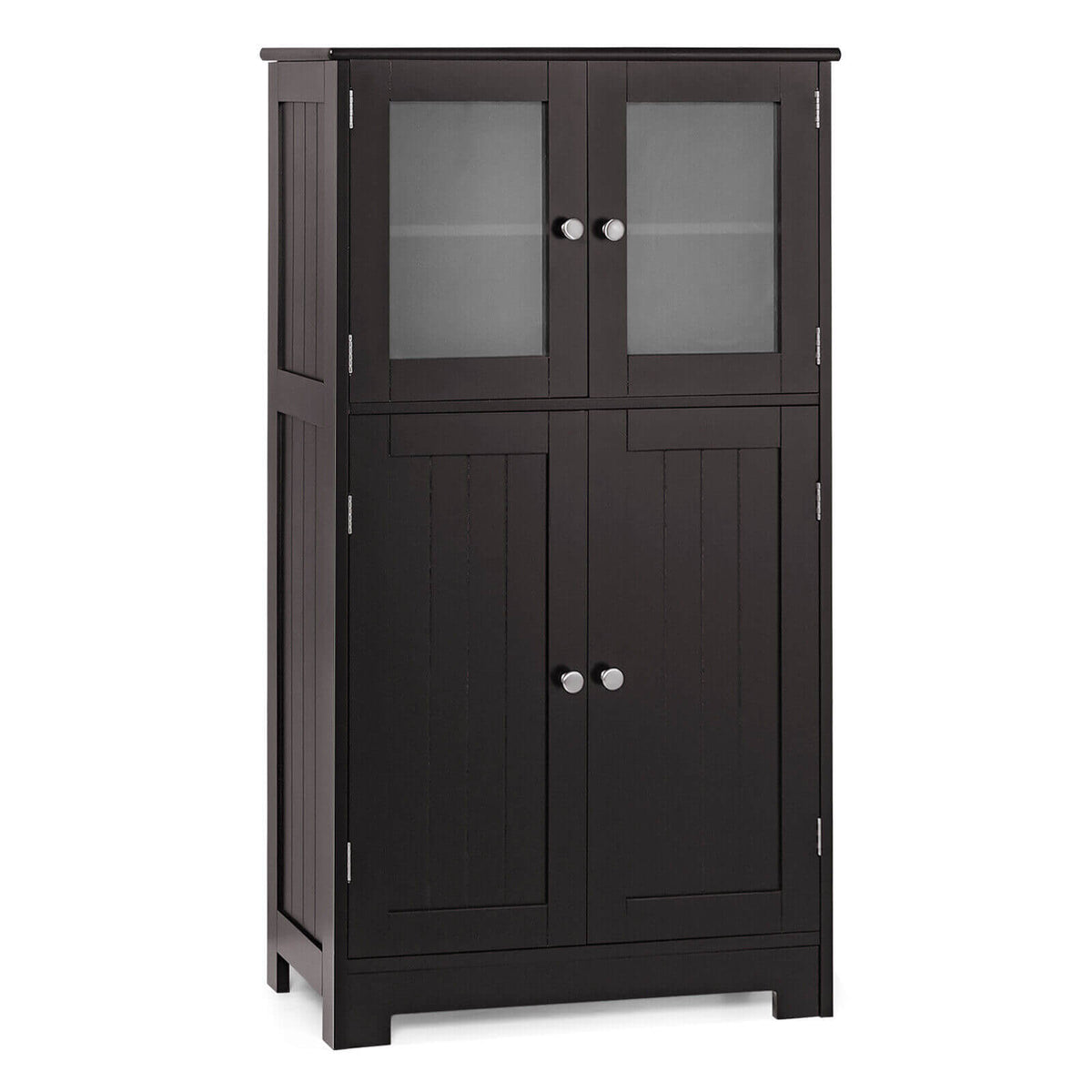 4 Door Freestanding Bathroom & Kitchen Storage Cabinet with Adjustable Shelf