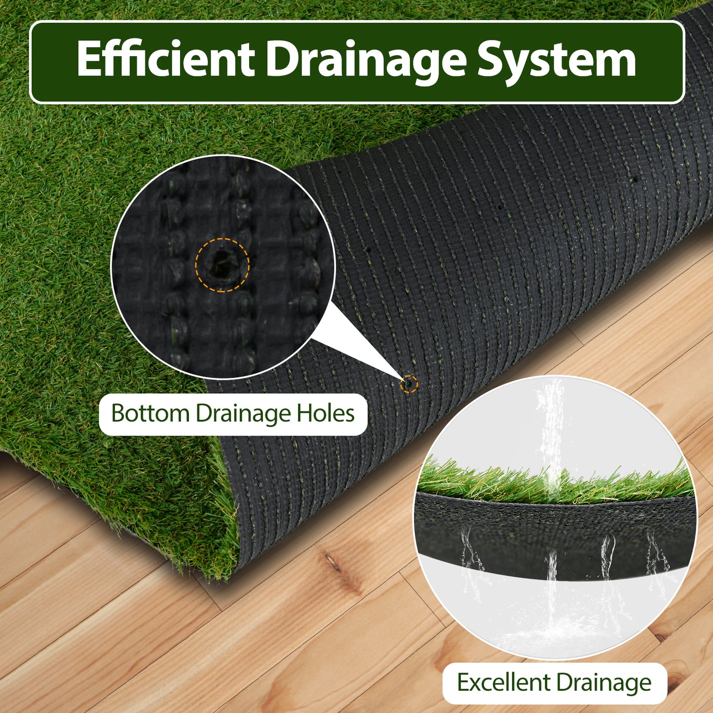 Premium Indoor/Outdoor Artificial Grass Mat with Drainage Holes for Easy Cleaning