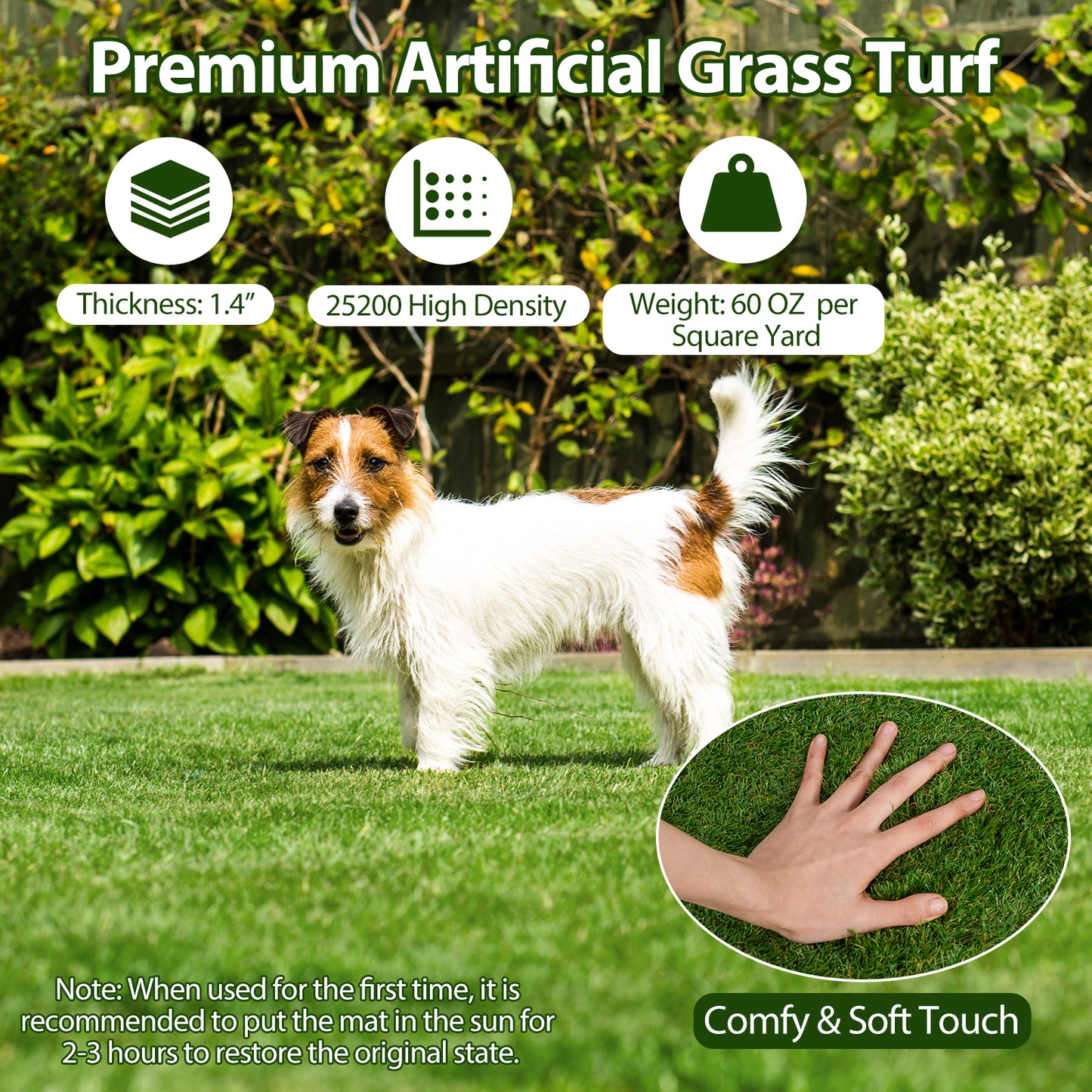 Premium Indoor/Outdoor Artificial Grass Mat with Drainage Holes for Easy Cleaning