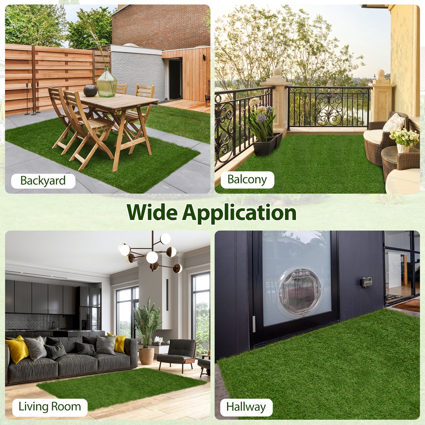 Premium Indoor/Outdoor Artificial Grass Mat with Drainage Holes for Easy Cleaning