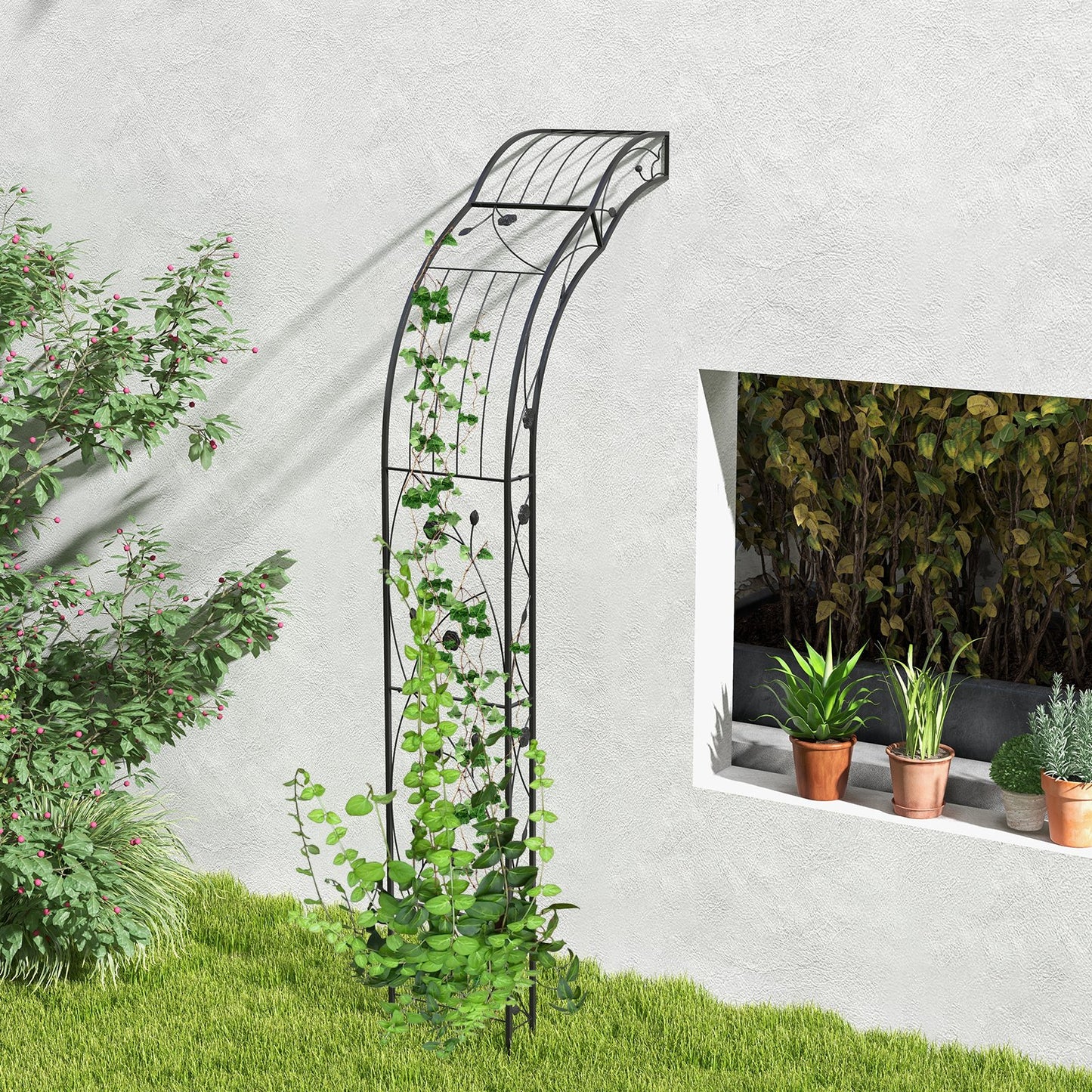 Multipurpose Metal Garden Arch Trellis with 7 Adjustable Forms for Climbing Plants and Decorations