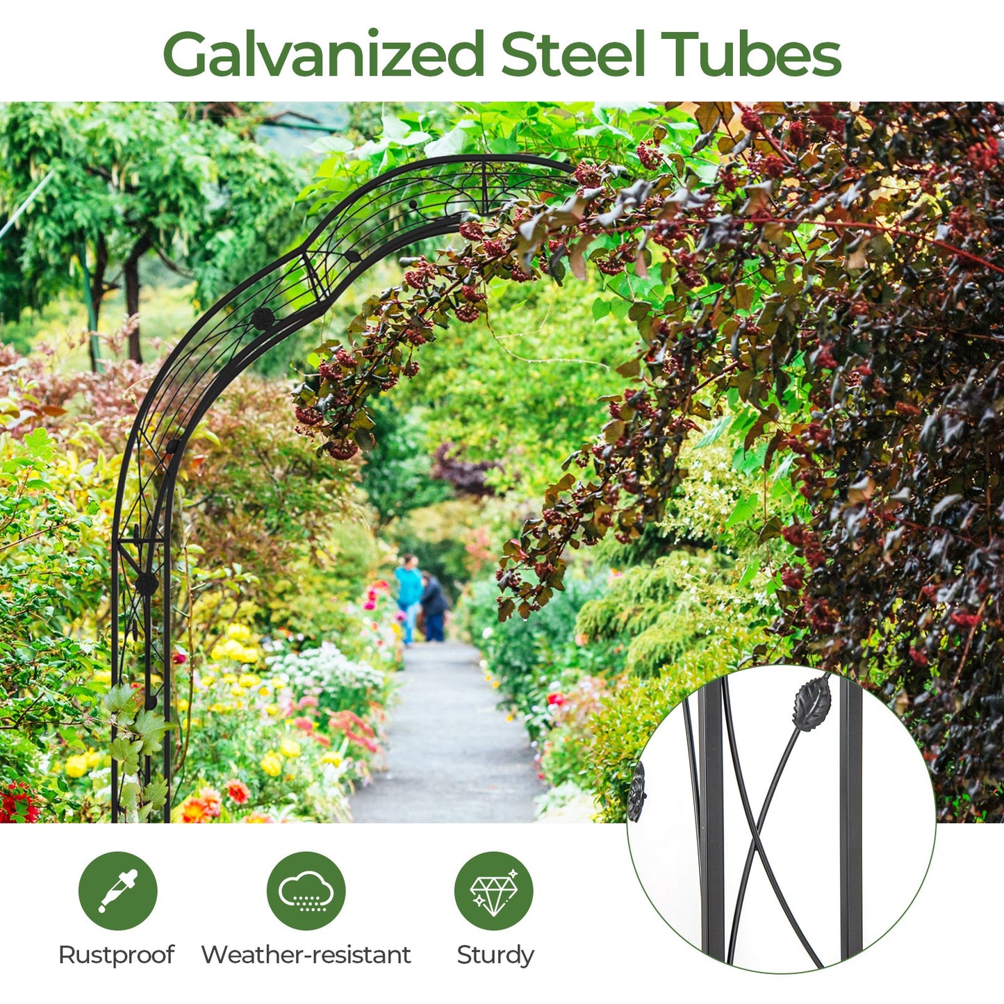 Multipurpose Metal Garden Arch Trellis with 7 Adjustable Forms for Climbing Plants and Decorations