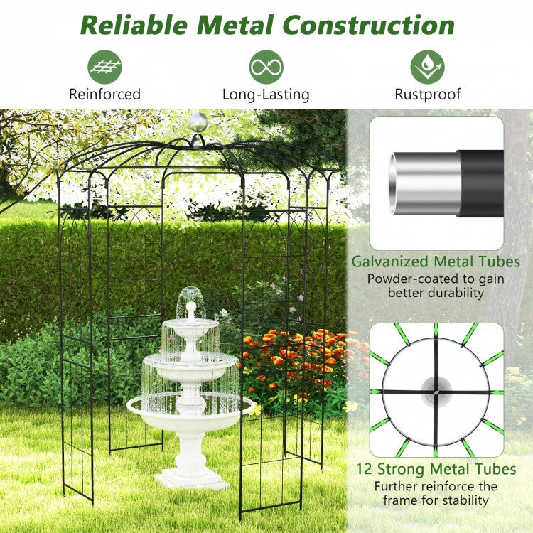 2-in-1 Gazebo Trellis with Hanging Hook and Birdcage Design for Climbing Plants and Outdoor Decoration