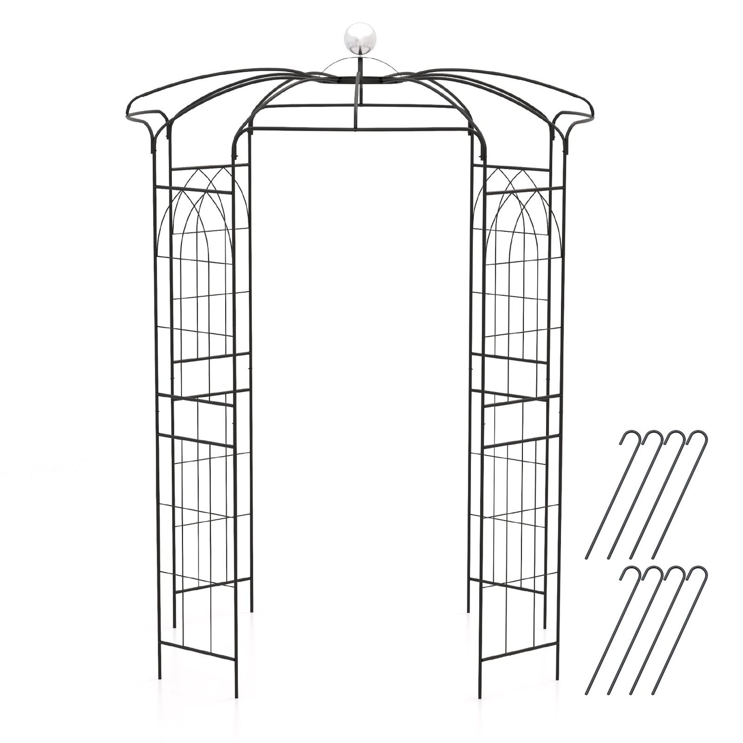 2-in-1 Gazebo Trellis with Hanging Hook and Birdcage Design for Climbing Plants and Outdoor Decoration