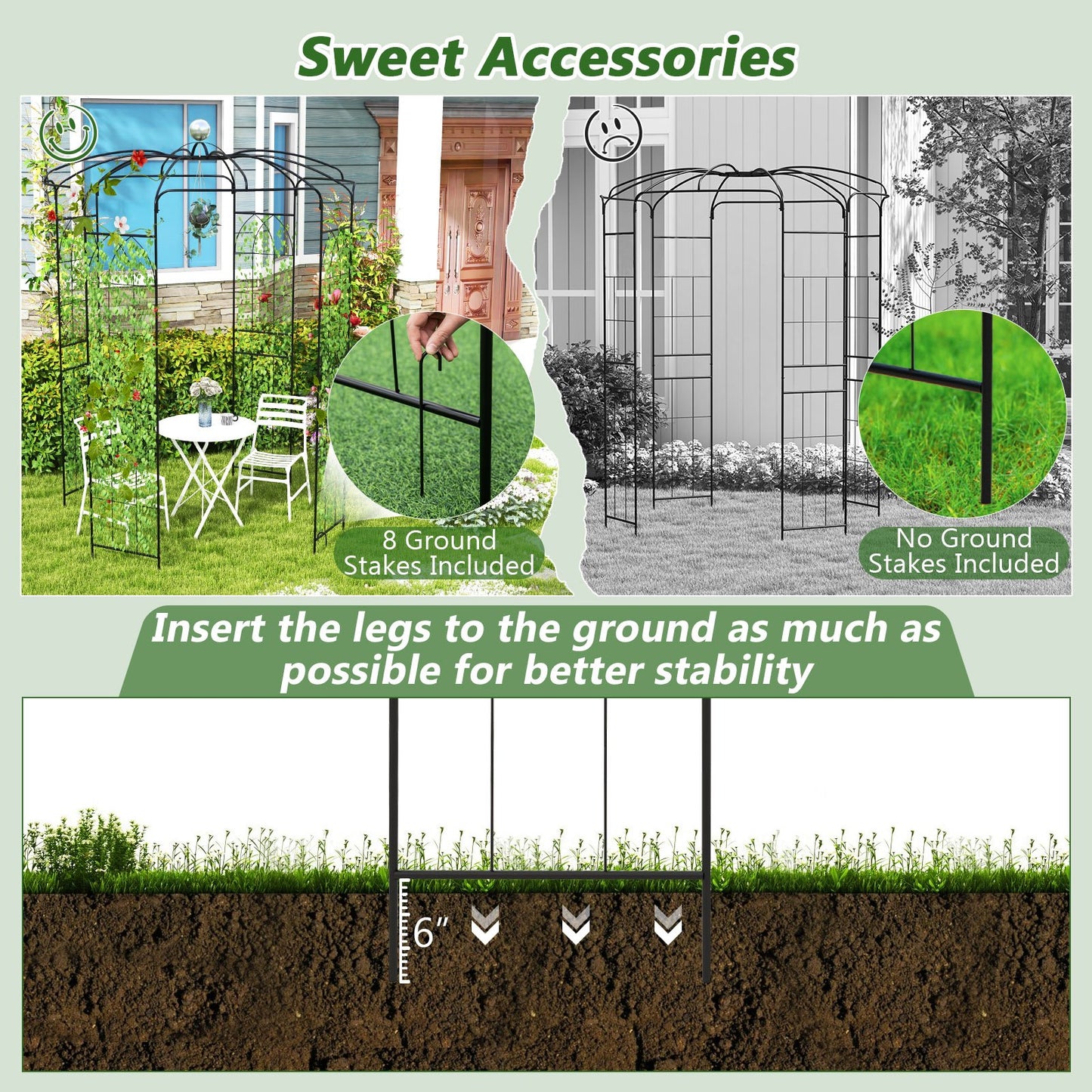 2-in-1 Gazebo Trellis with Hanging Hook and Birdcage Design for Climbing Plants and Outdoor Decoration