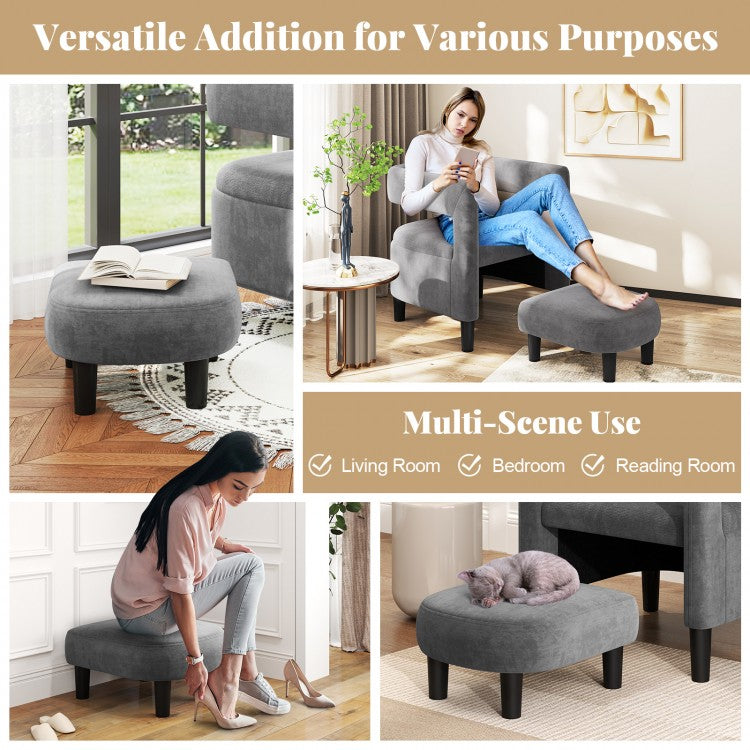 Velvet Accent Chair with Ottoman and Curved Backrest