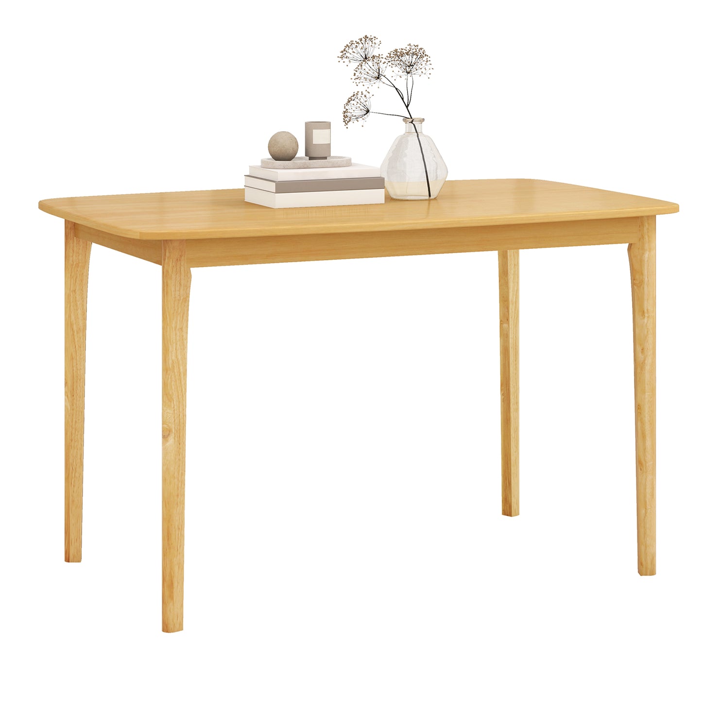 Classic 48 Inch Rectangular Dining Table with Solid Wood Legs and Smooth Finish - Natural