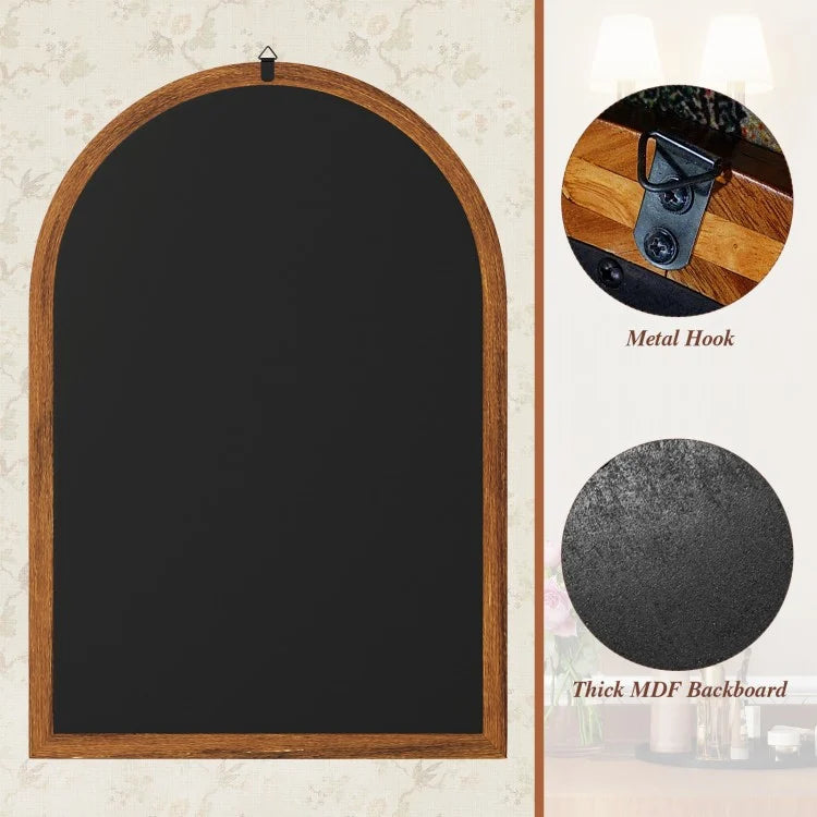 24 x 35 Inch Arched Wall Mirror with Rustic Solid Acacia Wood Frame
