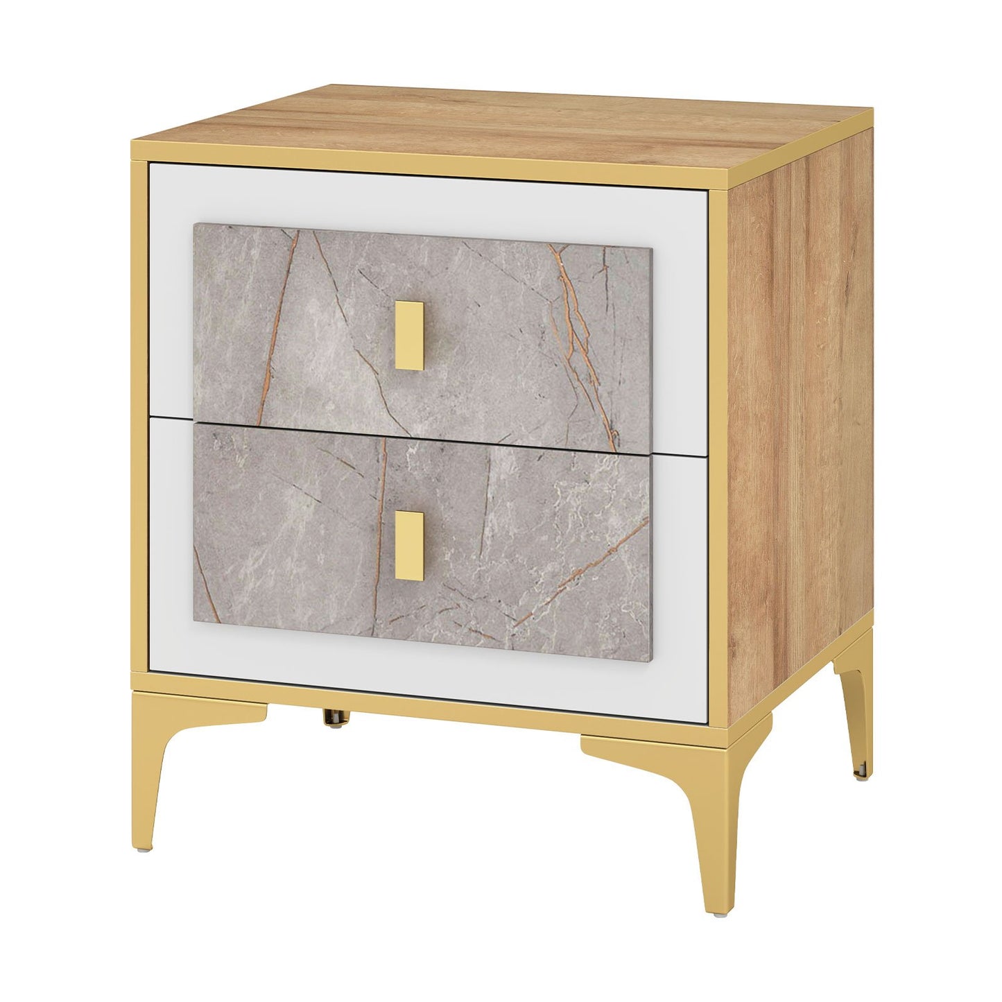 Modern Nightstand with 2 Pull-Out Drawers for Bedroom or Living Room Storage
