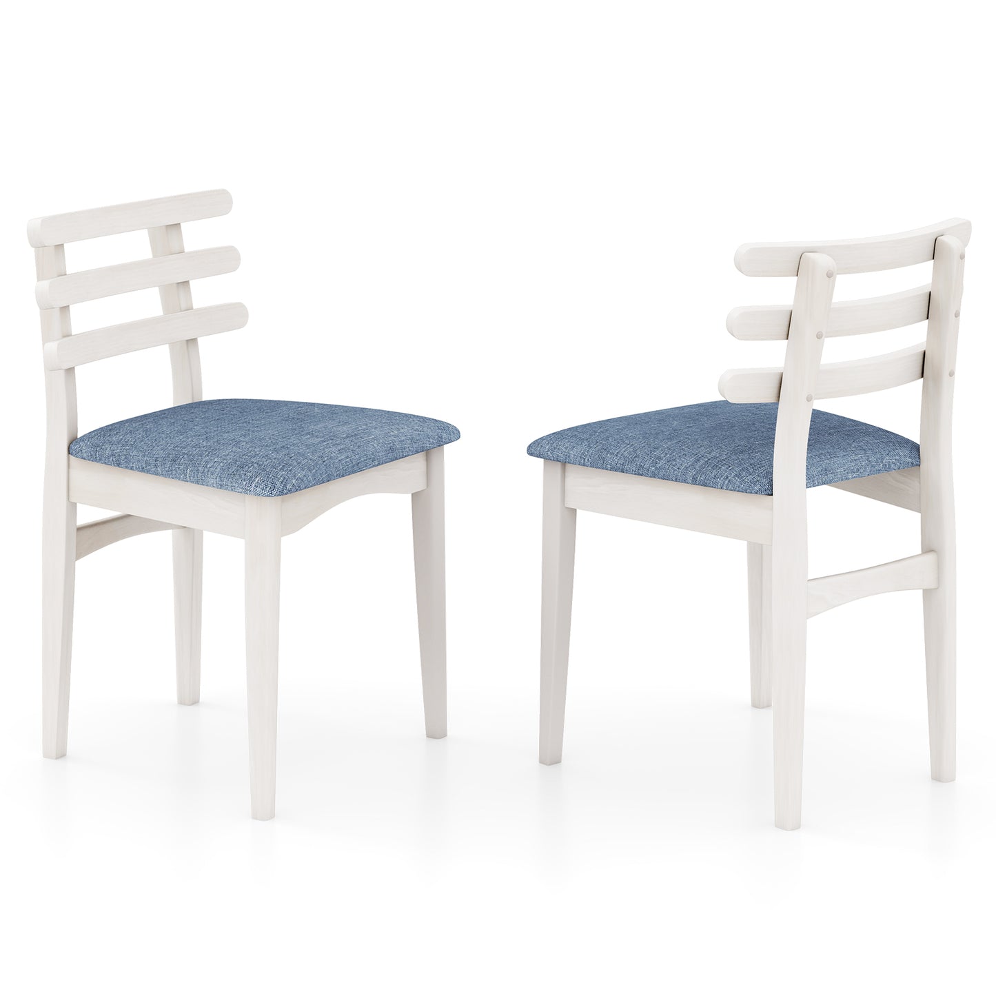 Set of 2 Upholstered Dining Chairs with Rubber Wood Frame and Padded Seat