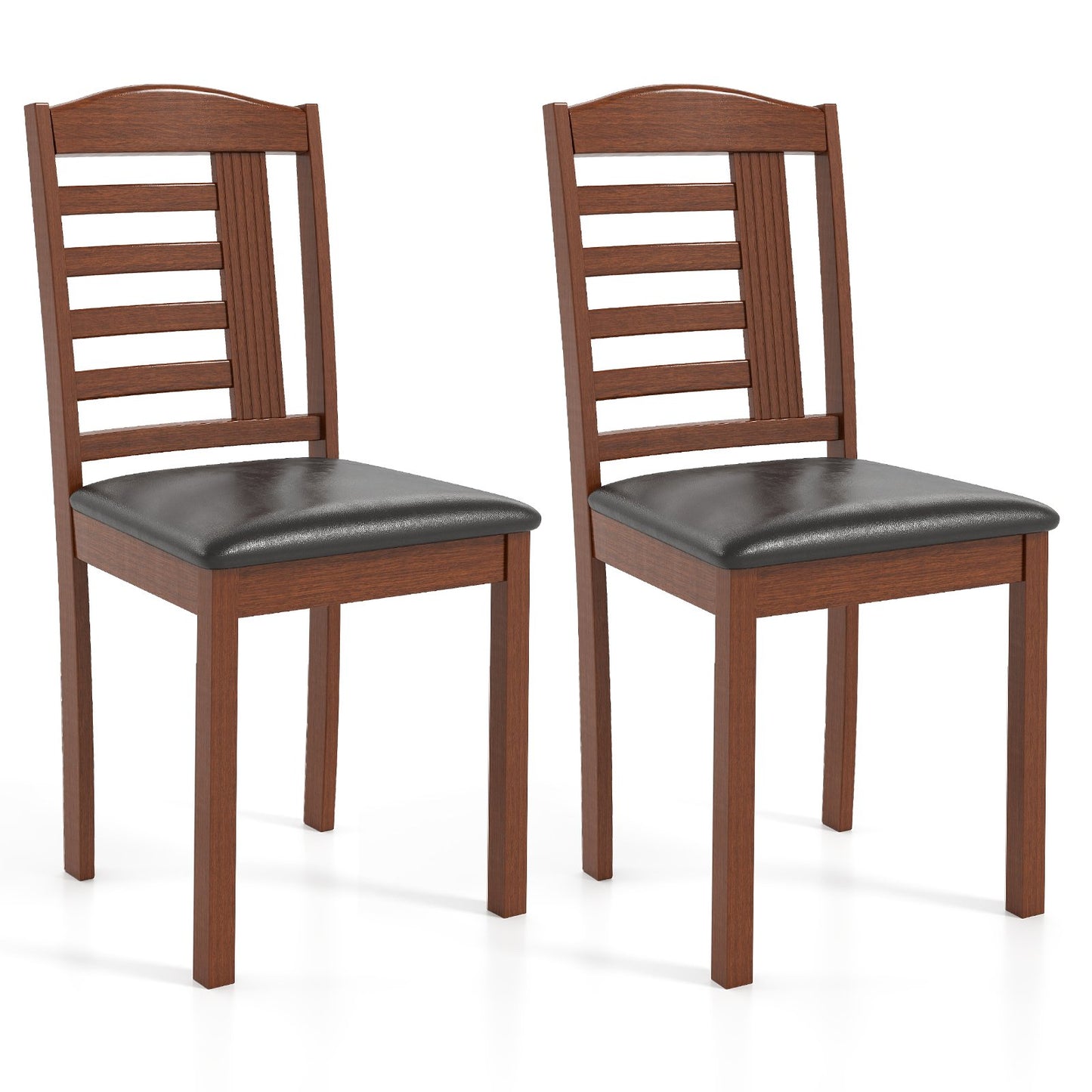 Wooden Dining Chairs with Comfortable Faux Leather Upholstered Seat, Set of 2