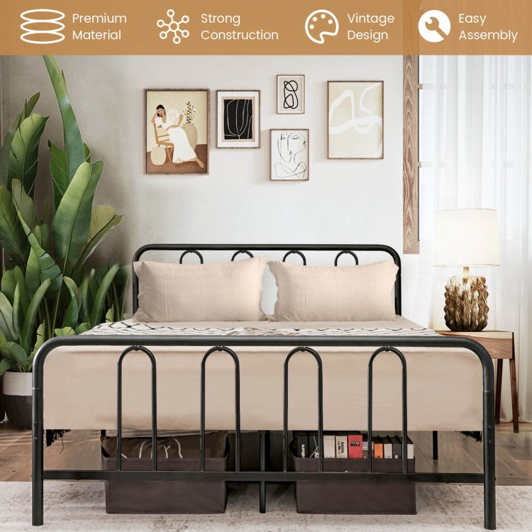 Sturdy Metal Platform Bed Frame with Headboard and Footboard - Full Size
