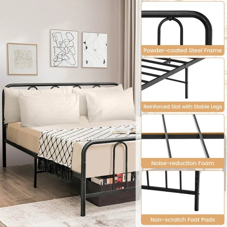 Sturdy Metal Platform Bed Frame with Headboard and Footboard - Full Size