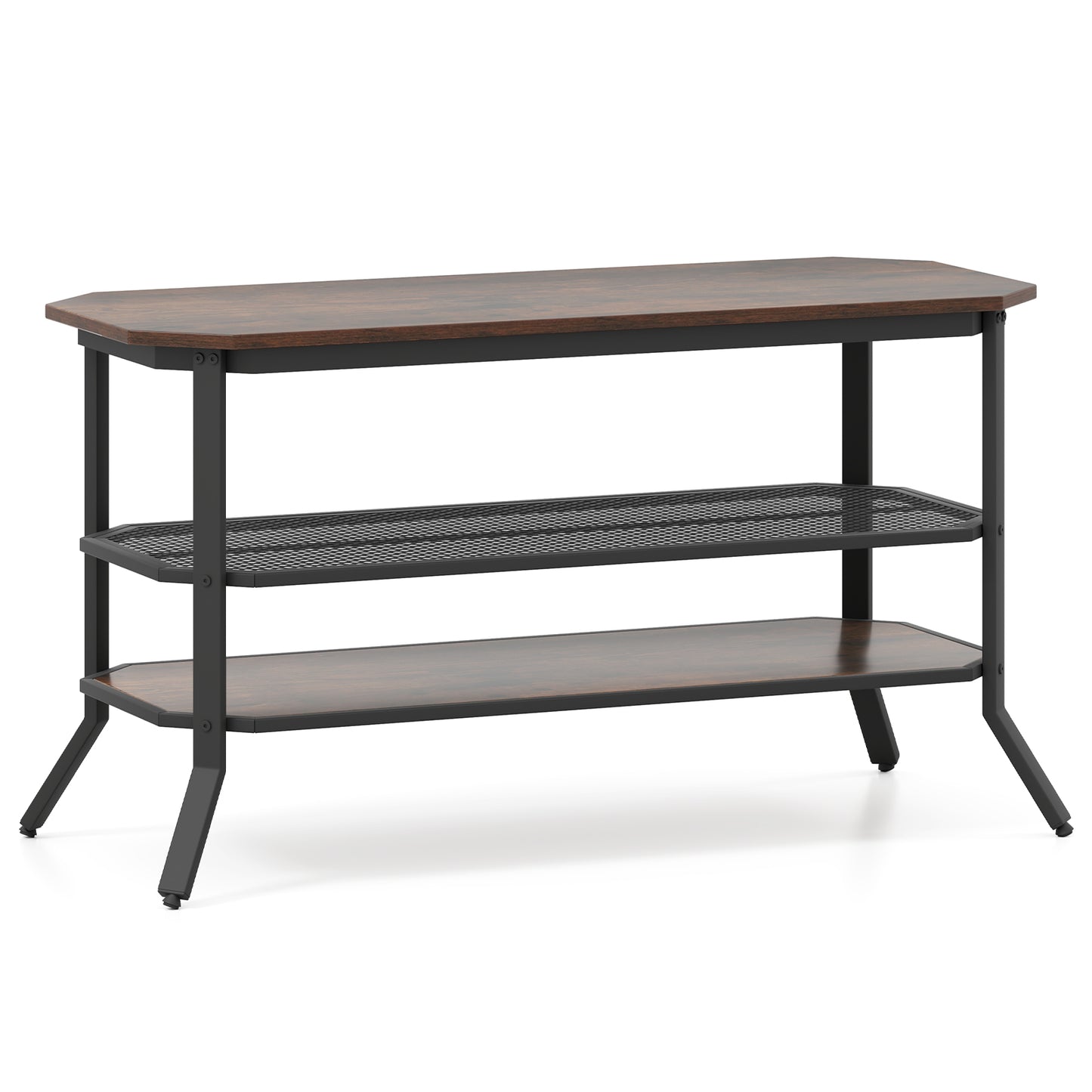 Rustic TV Stand with Metal Frame and Storage for TVs up to 46 Inches