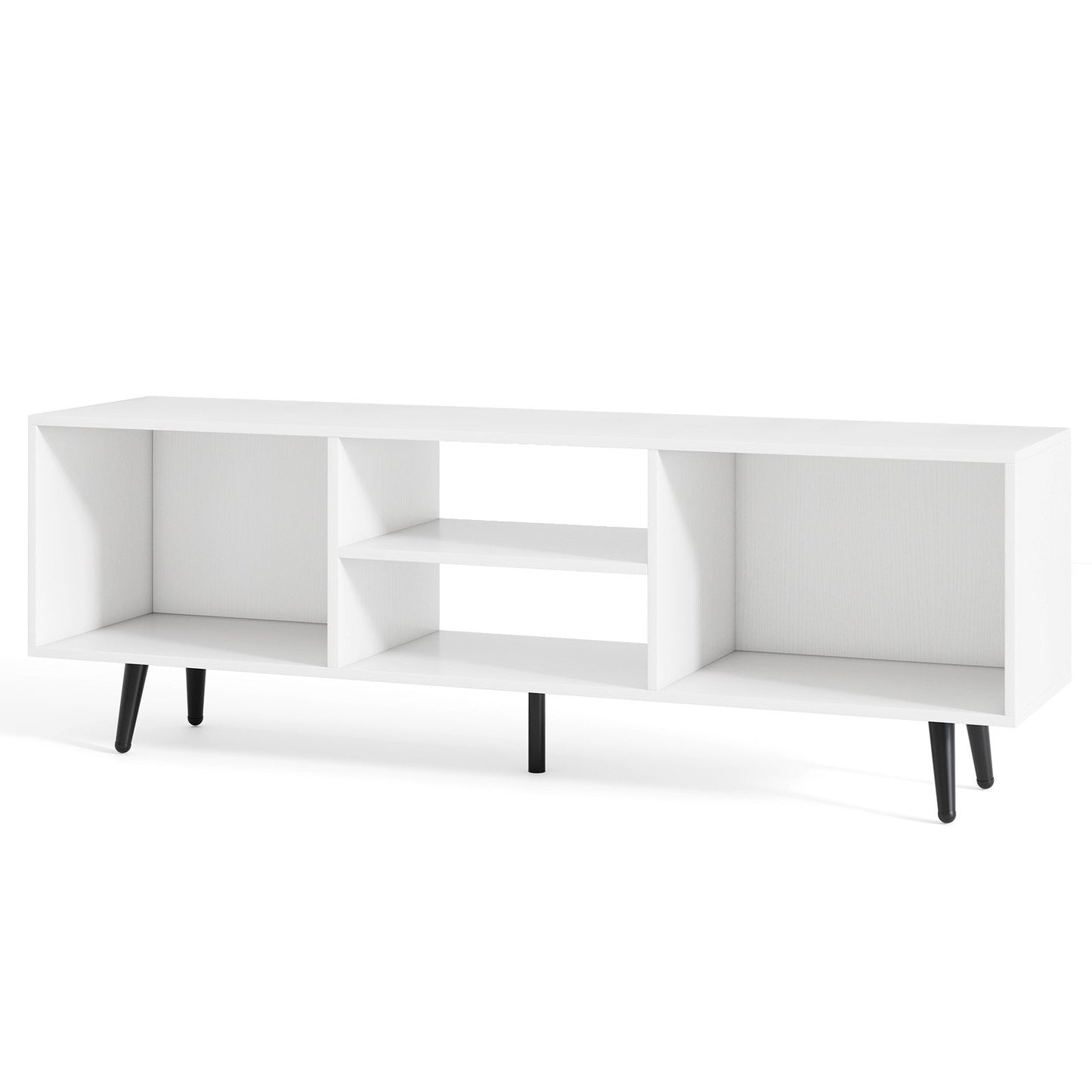 Contemporary 47.5 Inch Media Console with Open Storage and Metal Legs for TVs up to 55 Inches, White
