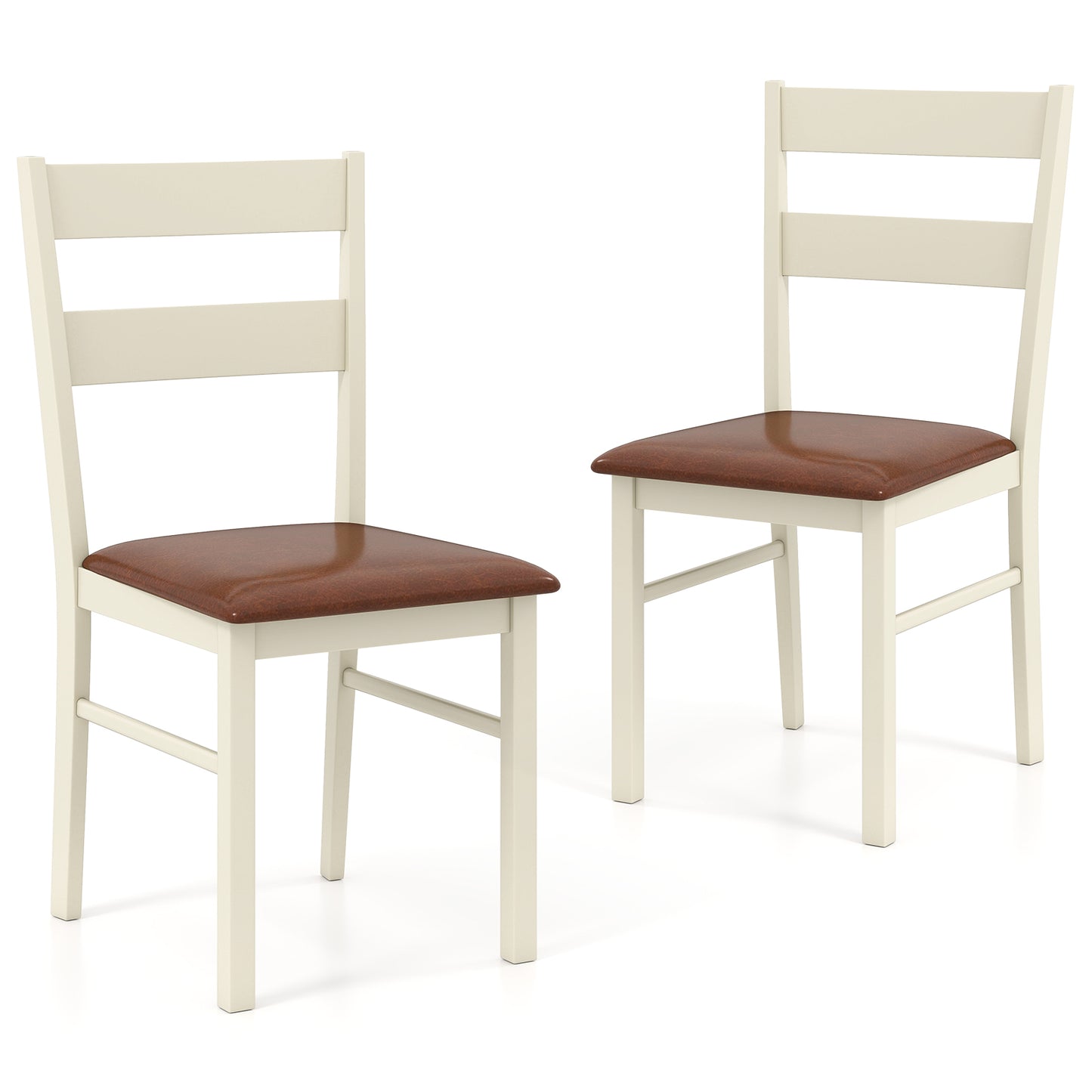 PU Leather Upholstered Armless Wooden Dining Chairs Set of 2 - 35 Inch Height
