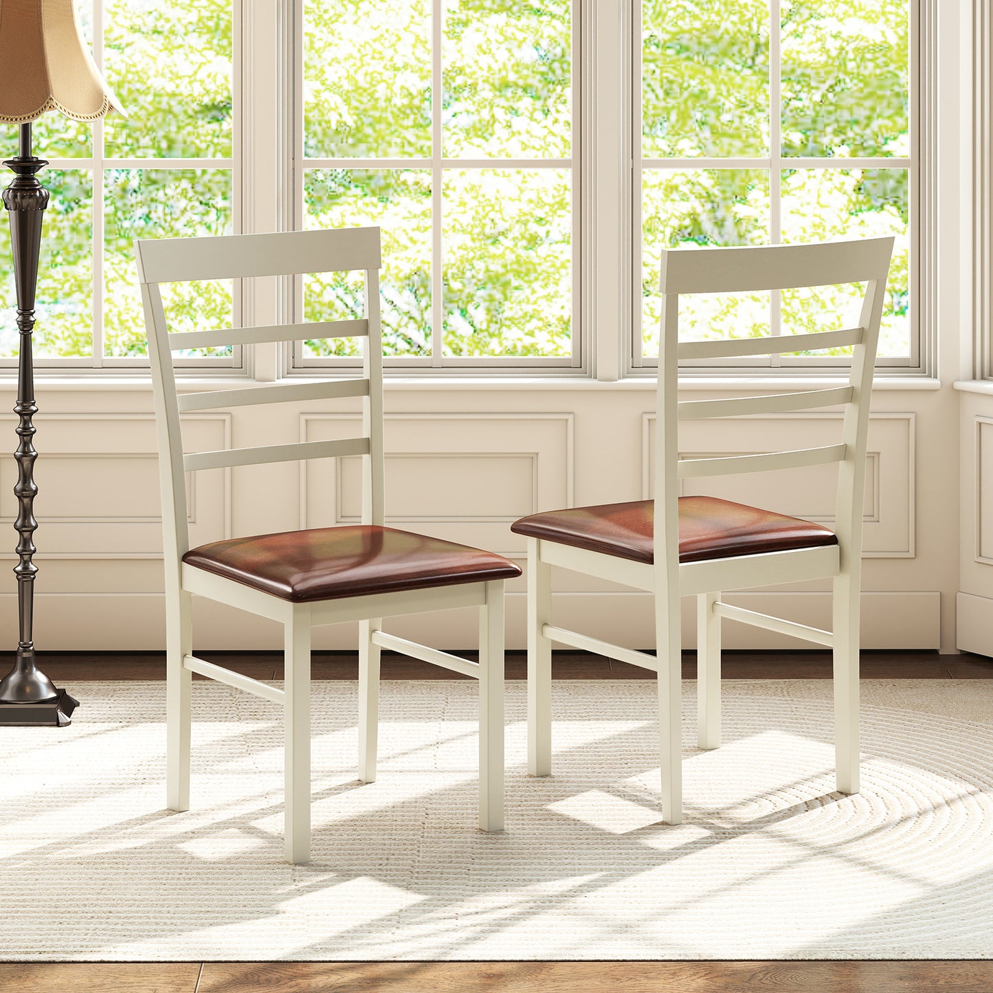 PU Leather Upholstered Armless Wooden Dining Chairs Set of 2 - 37 Inch Height