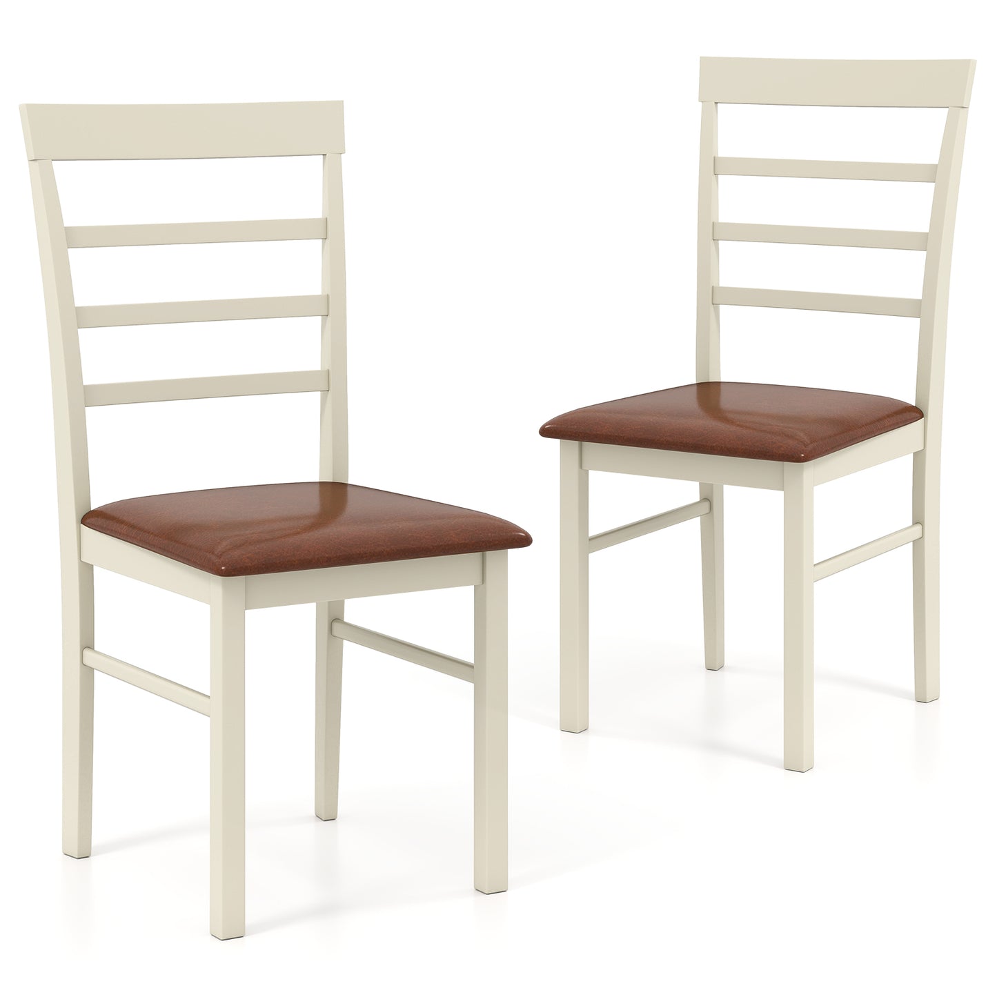 PU Leather Upholstered Armless Wooden Dining Chairs Set of 2 - 37 Inch Height