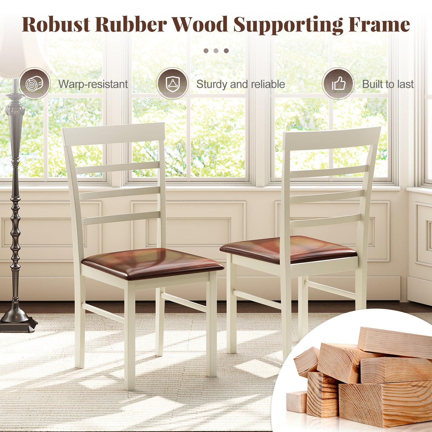 PU Leather Upholstered Armless Wooden Dining Chairs Set of 2 - 37 Inch Height