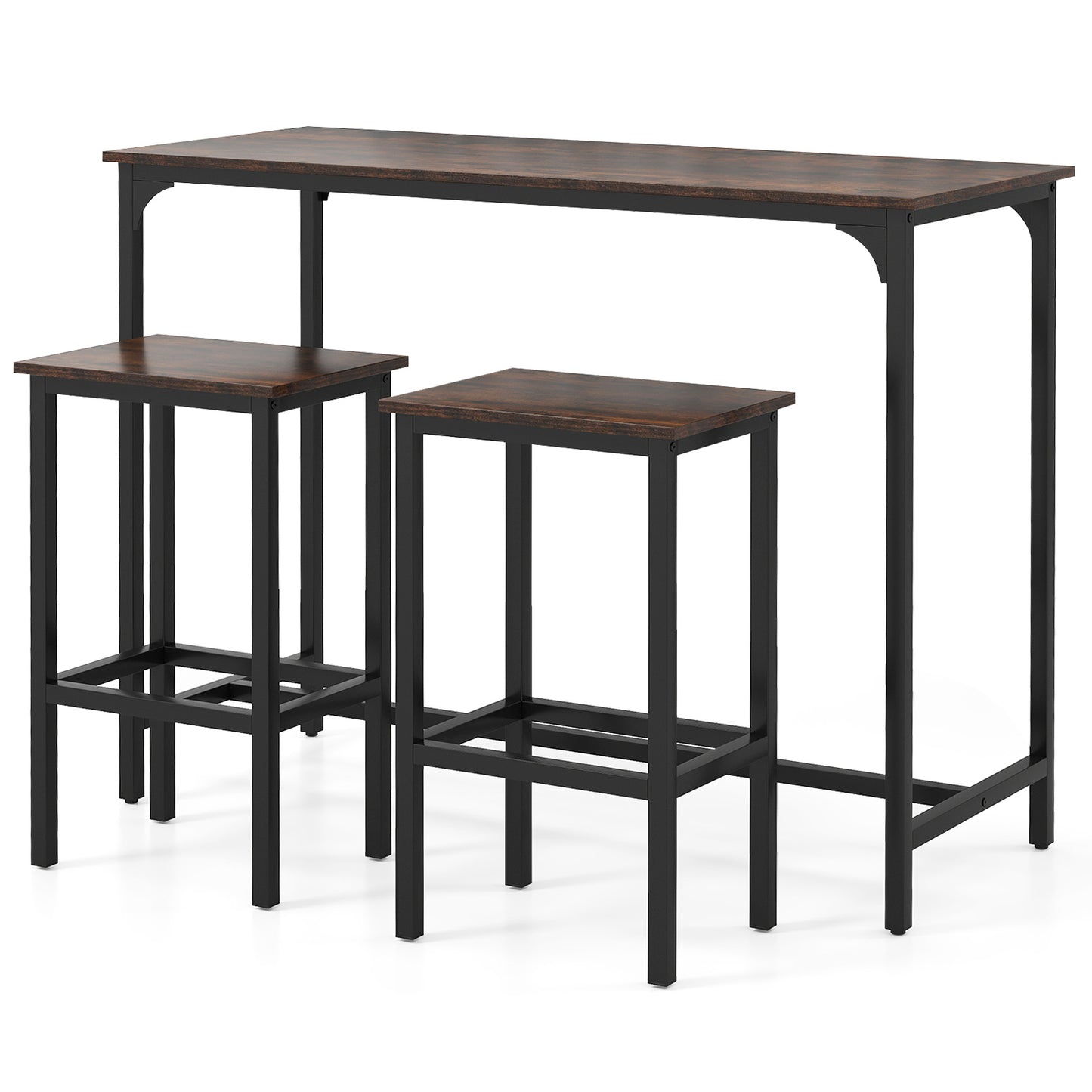 47.5 Inch Industrial Counter Height Dining Set with 2 Bar Stools Coffee Finish