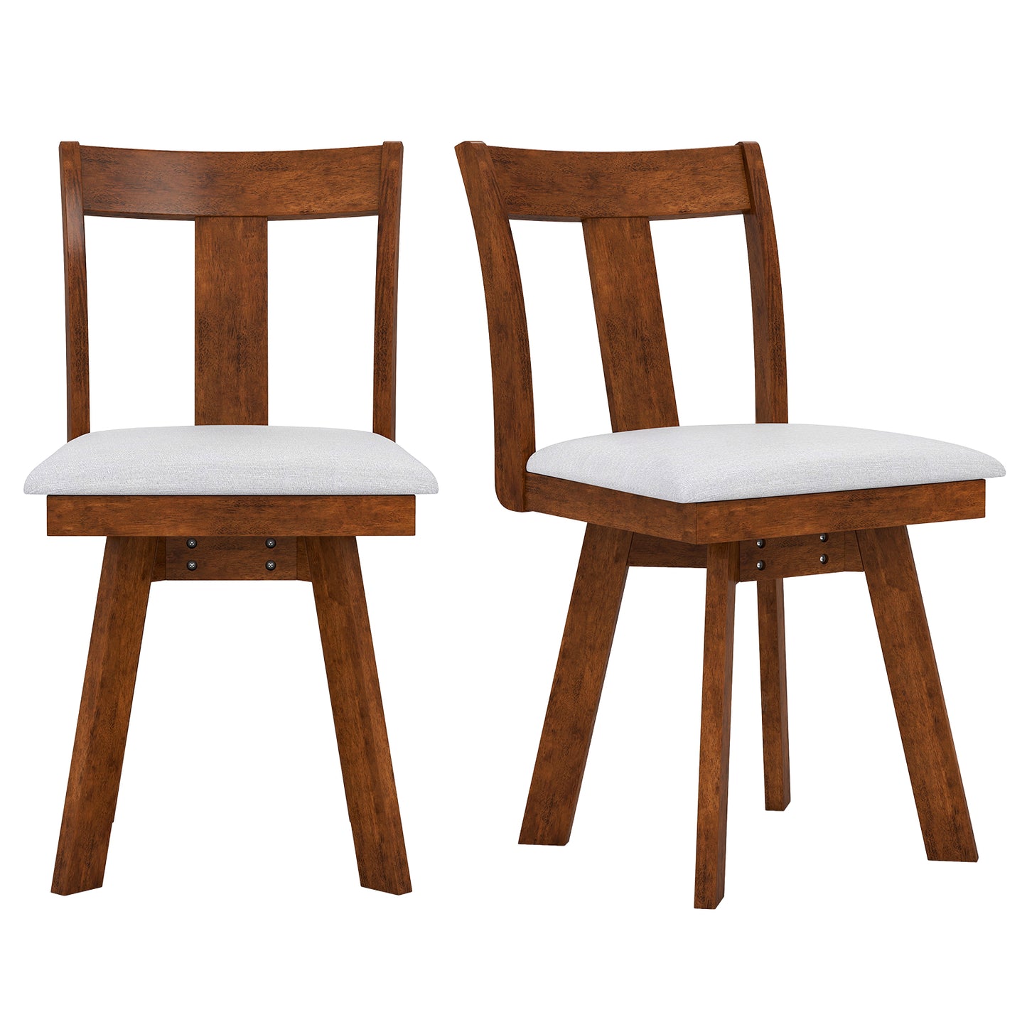 360 Degree Swivel Dining Chairs with Durable Rubber Wood Frame Set of 2