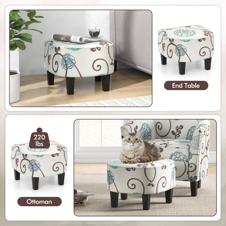Contemporary Accent Chair with Ottoman and Cushioned Seat in Soft Fabric