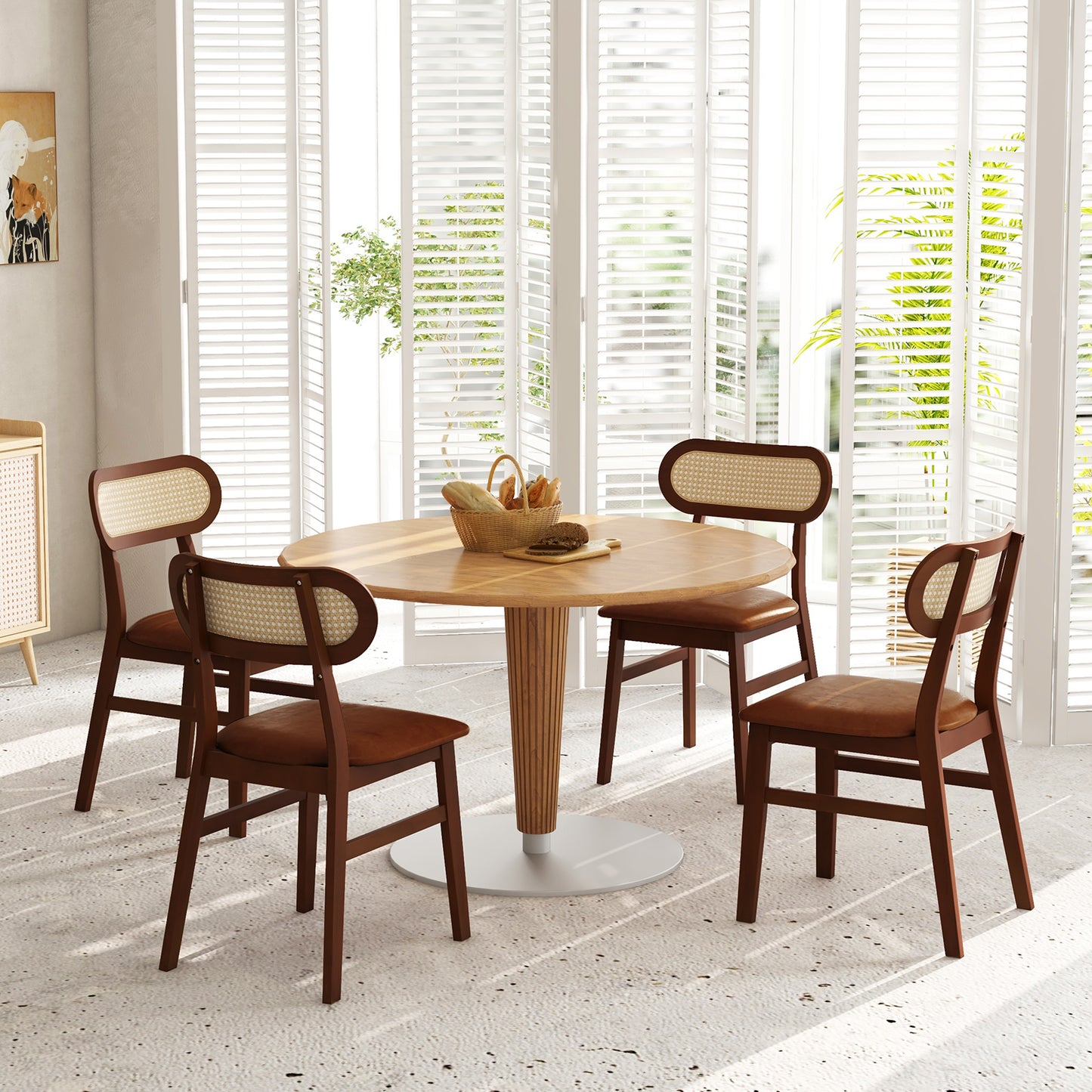 Set of 2 Mid Century Modern Wooden Dining Chairs for Indoor Use – Coffee Finish
