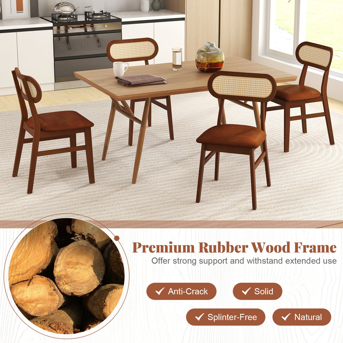 Set of 2 Mid Century Modern Wooden Dining Chairs for Indoor Use – Coffee Finish