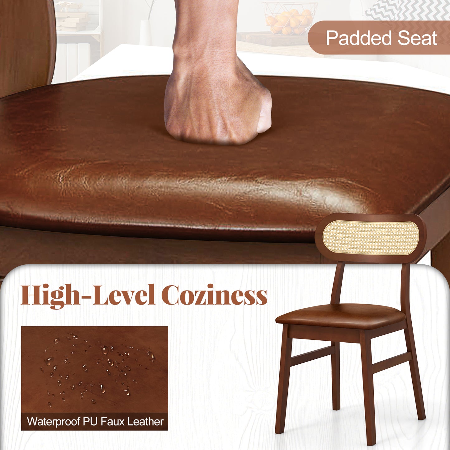 Set of 2 Mid Century Modern Wooden Dining Chairs for Indoor Use – Coffee Finish