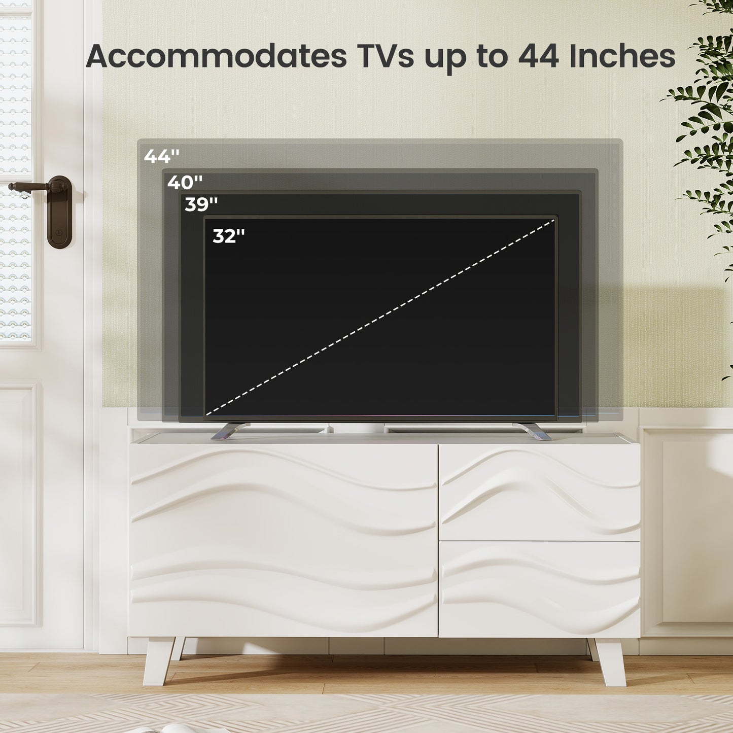 Mid-Century TV Stand with Storage Cabinet and Dual Drawers for TVs up to 44 Inches