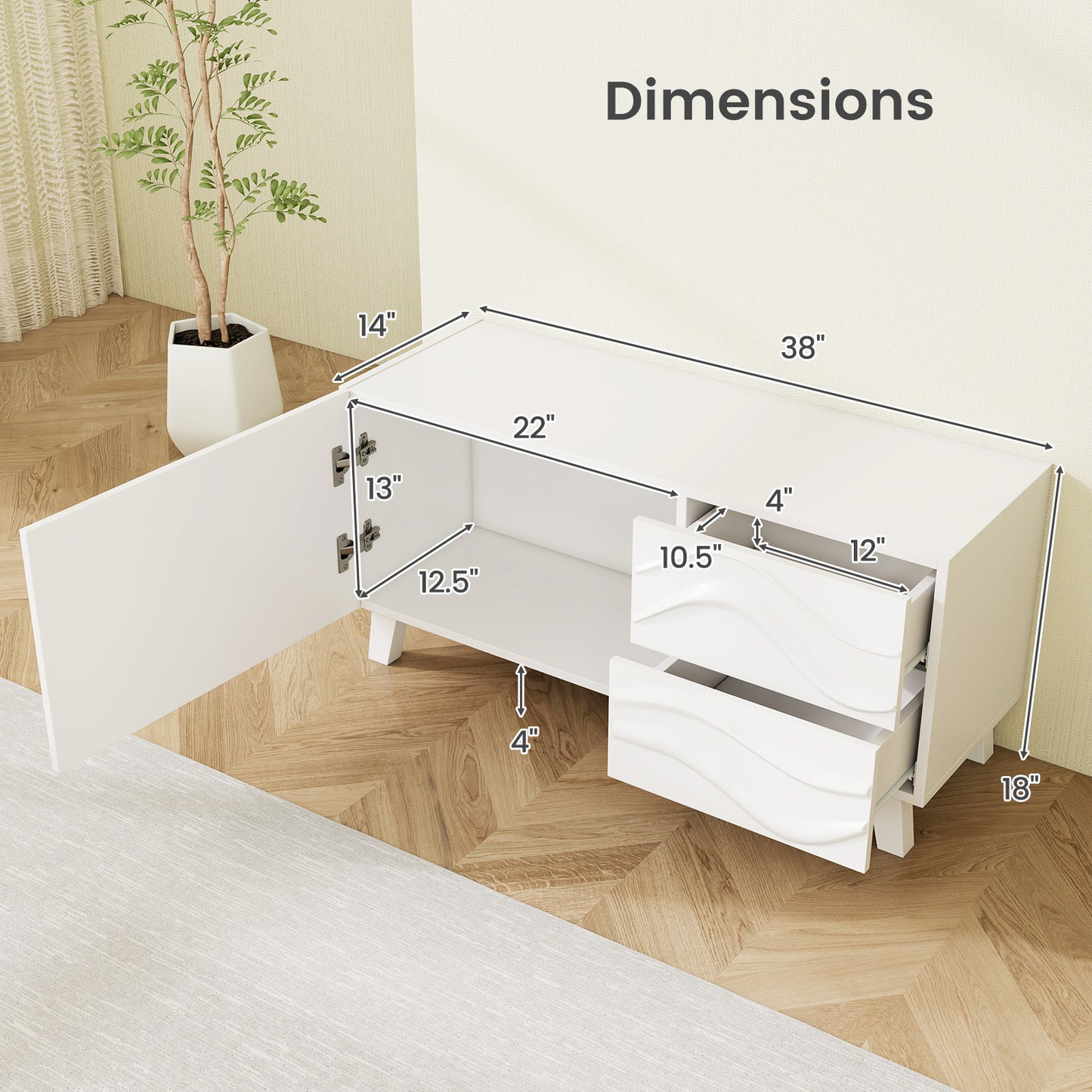 Mid-Century TV Stand with Storage Cabinet and Dual Drawers for TVs up to 44 Inches