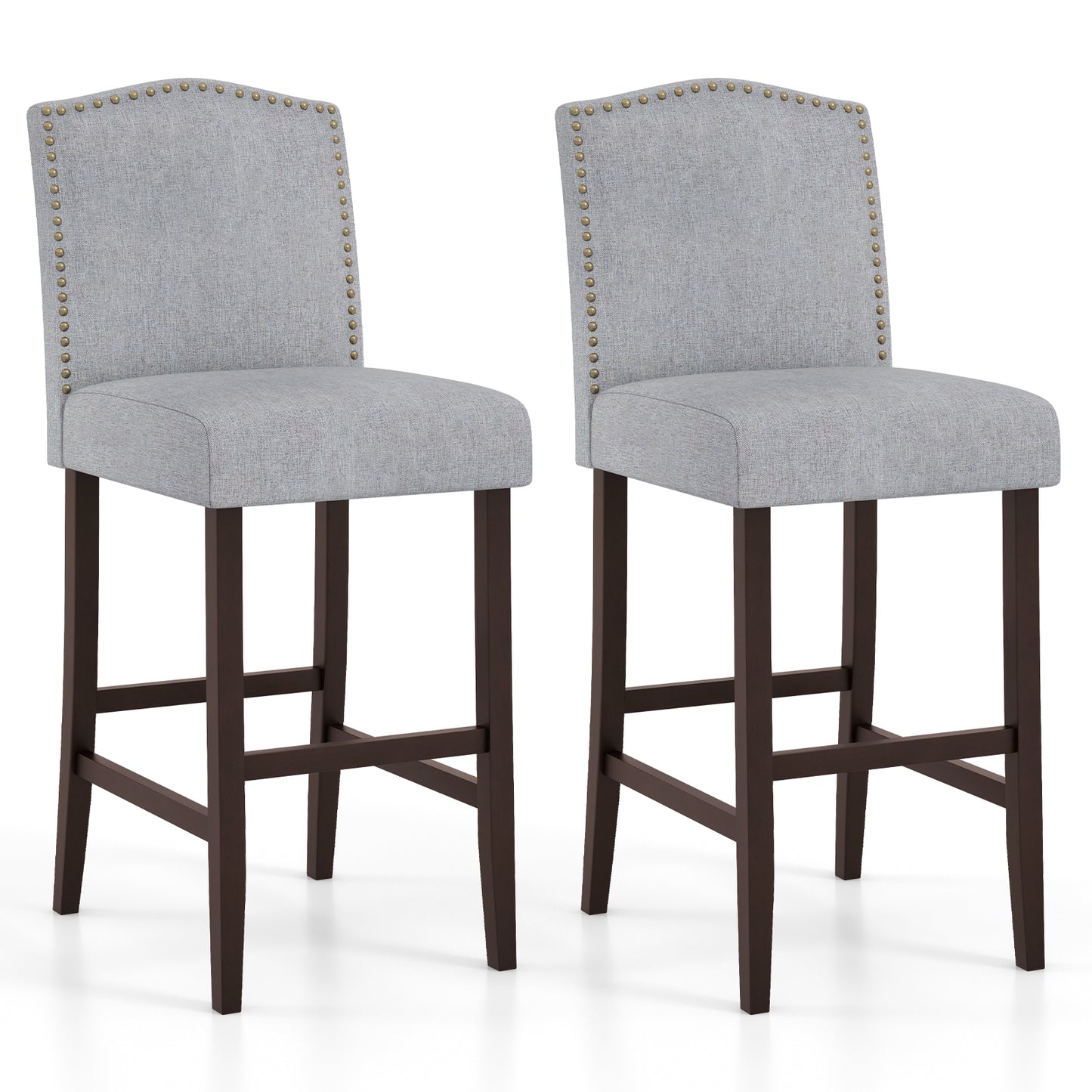 Set of 2 Elegant Bar Height Dining Stools with Thick Padded Cushion