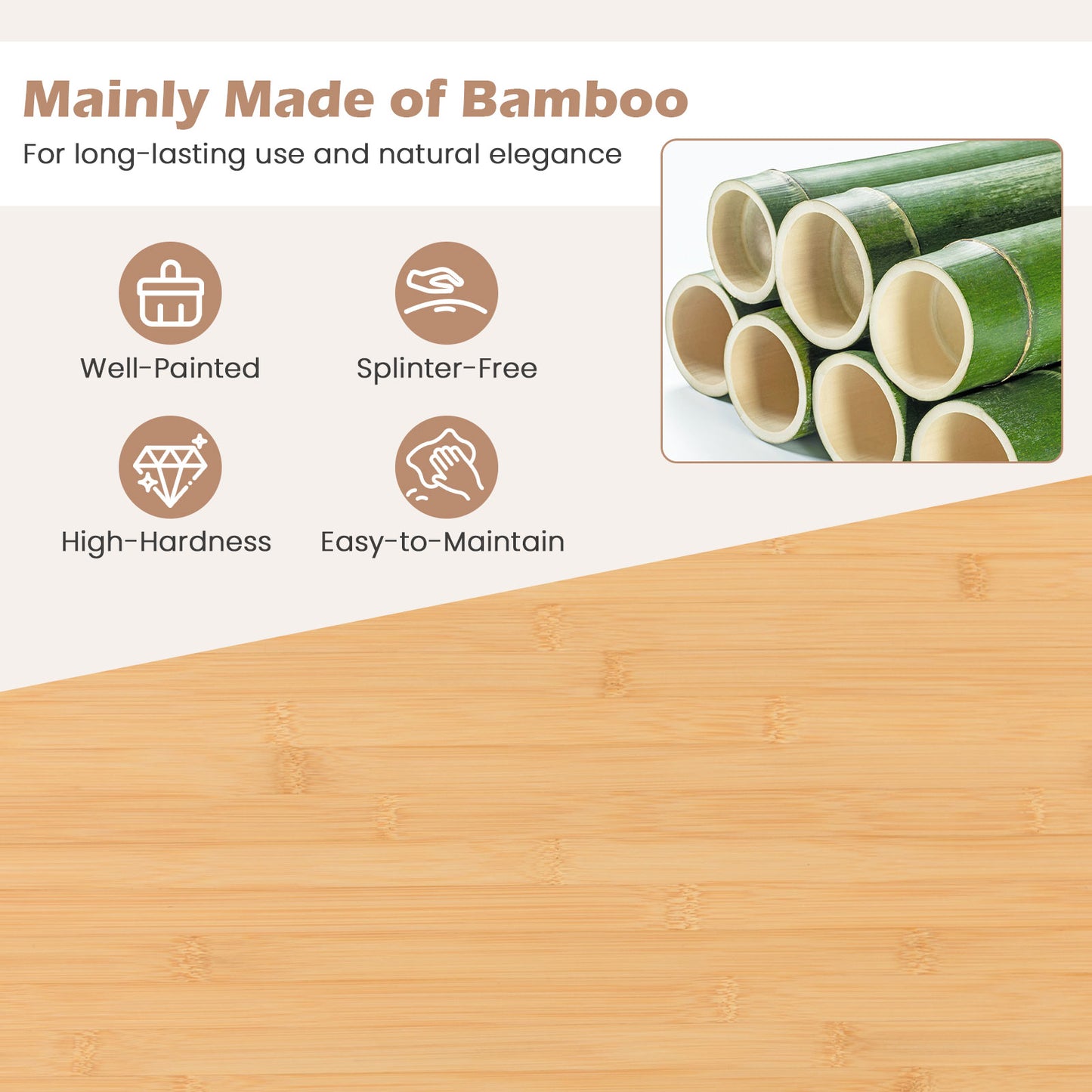 Mobile Bamboo Kitchen Island Cart with Spacious Storage and Locking Wheels