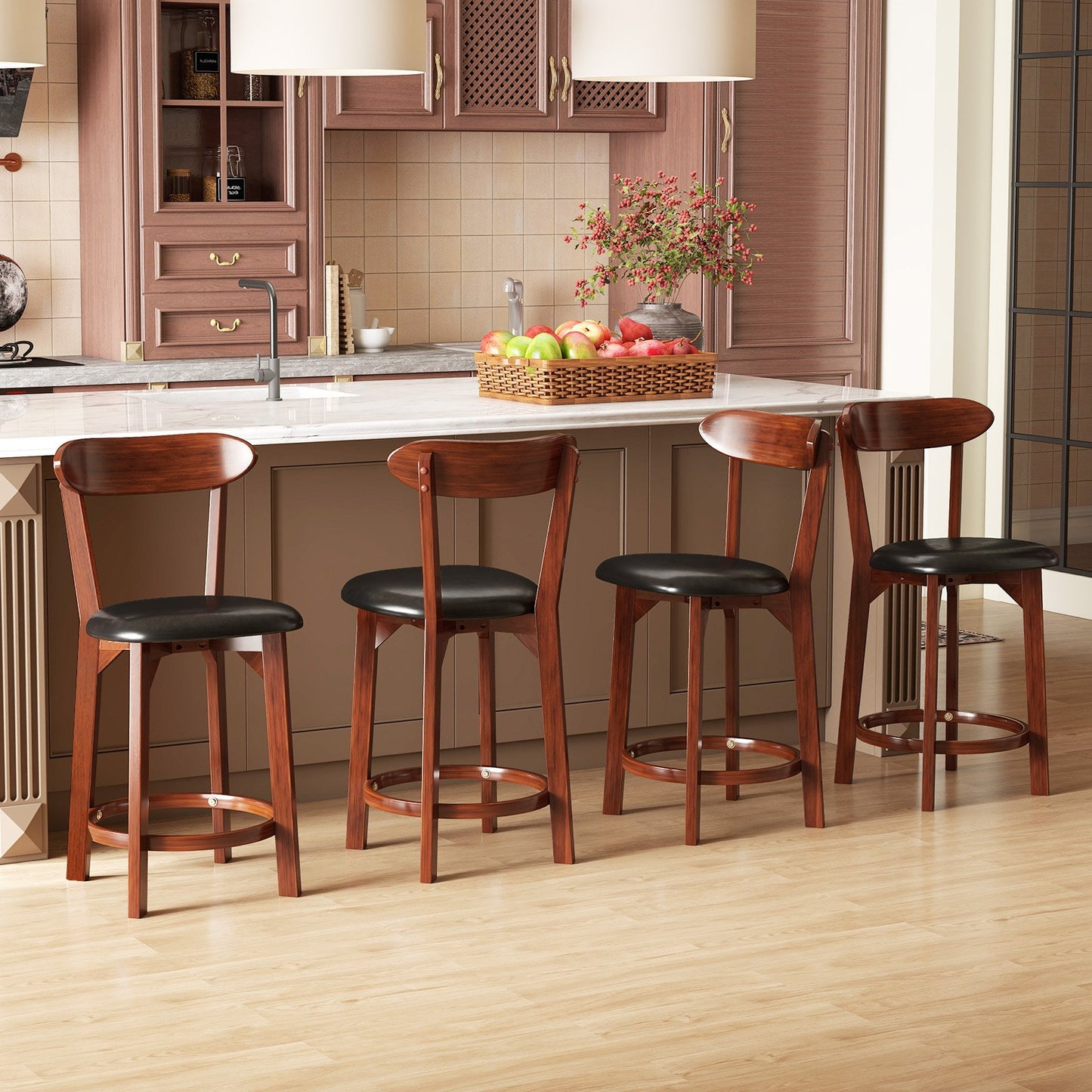 Modern Upholstered Armless Kitchen Island Dining Chairs with Cushioned Seat Set of 2 - 23.5 Inch Height