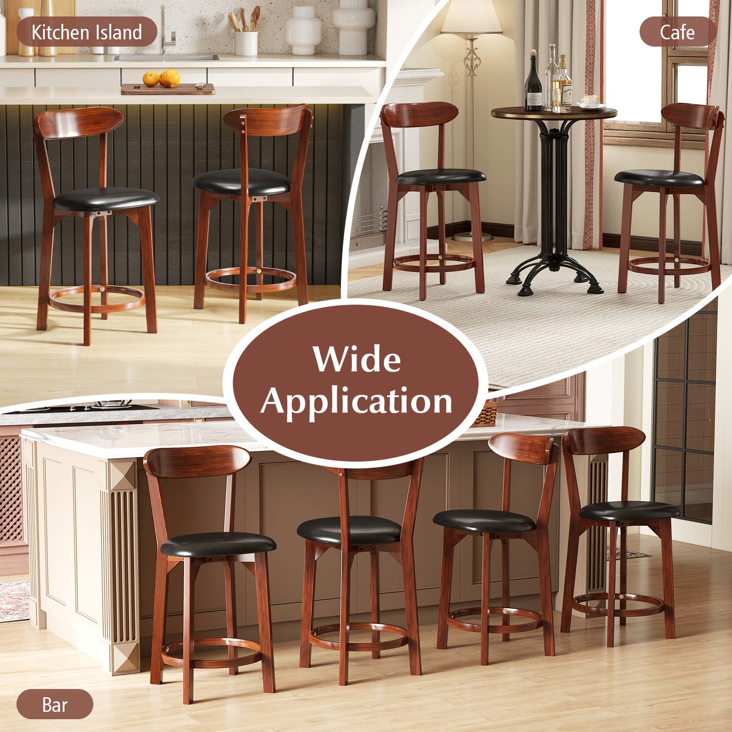 Modern Upholstered Armless Kitchen Island Dining Chairs with Cushioned Seat Set of 2 - 23.5 Inch Height