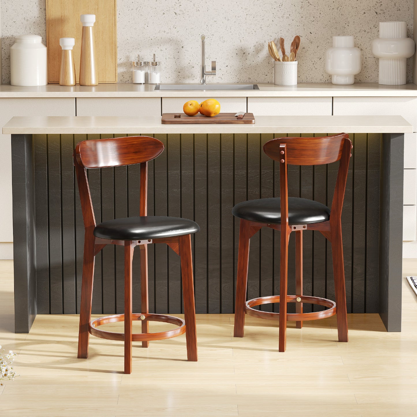 Modern Upholstered Armless Kitchen Island Dining Chairs with Cushioned Seat Set of 2 - 23.5 Inch Height