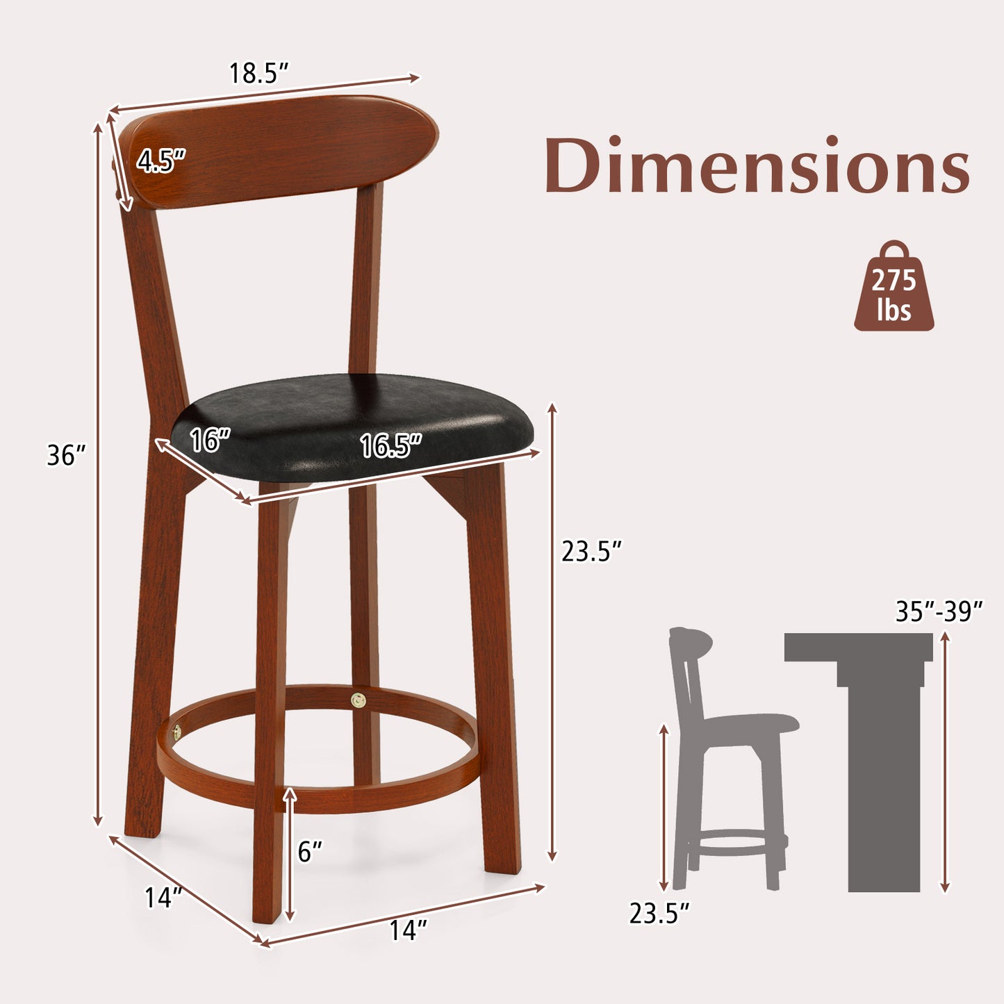 Modern Upholstered Armless Kitchen Island Dining Chairs with Cushioned Seat Set of 2 - 23.5 Inch Height