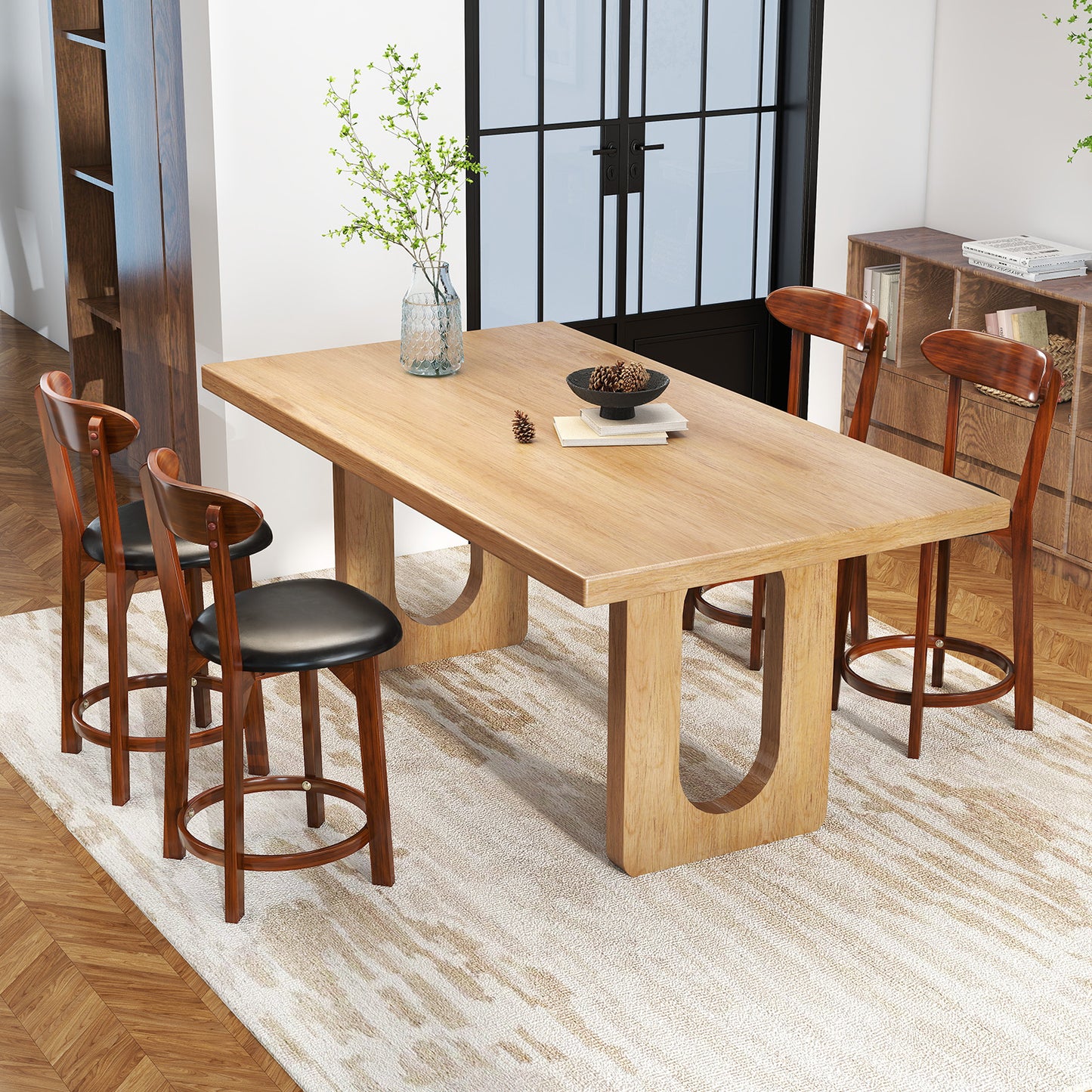 Modern Upholstered Armless Kitchen Island Dining Chairs with Cushioned Seat Set of 2 - 23.5 Inch Height