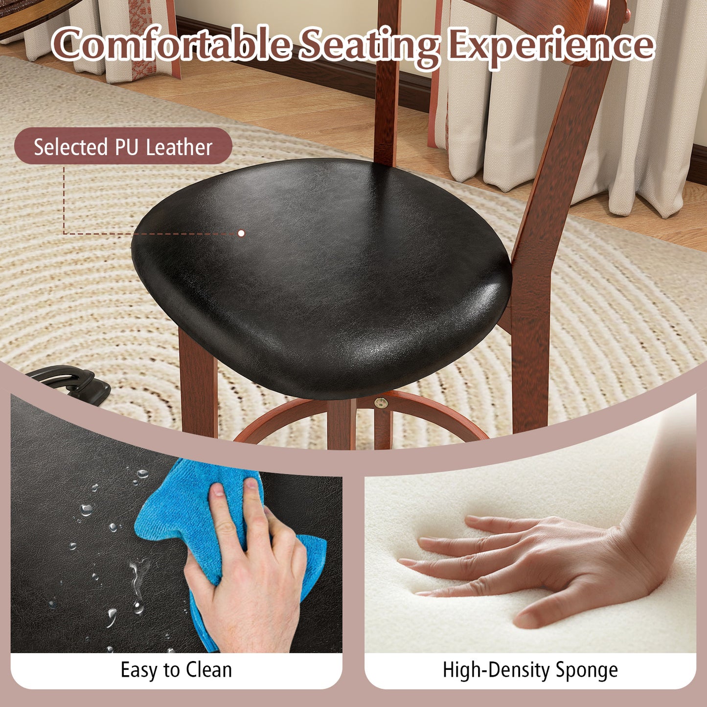 Modern Upholstered Armless Kitchen Island Dining Chairs with Cushioned Seat Set of 2 - 23.5 Inch Height