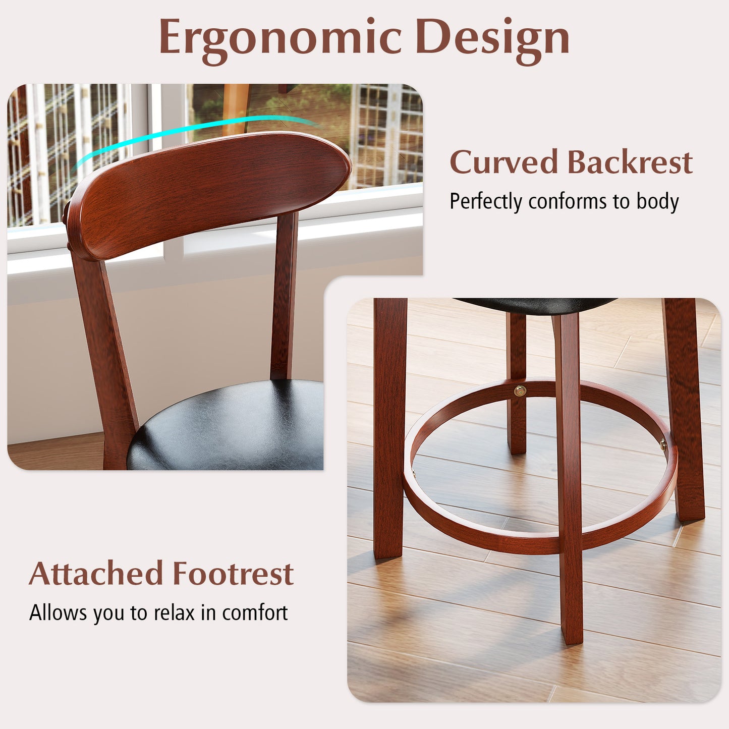 Modern Upholstered Armless Kitchen Island Dining Chairs with Cushioned Seat Set of 2 - 23.5 Inch Height
