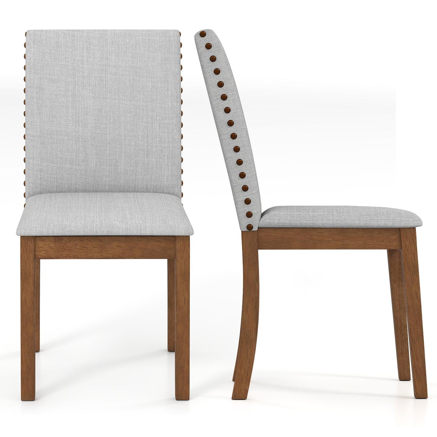 Set of 2 Upholstered Dining Chairs with Padded Seats for Living Room and Kitchen Comfort