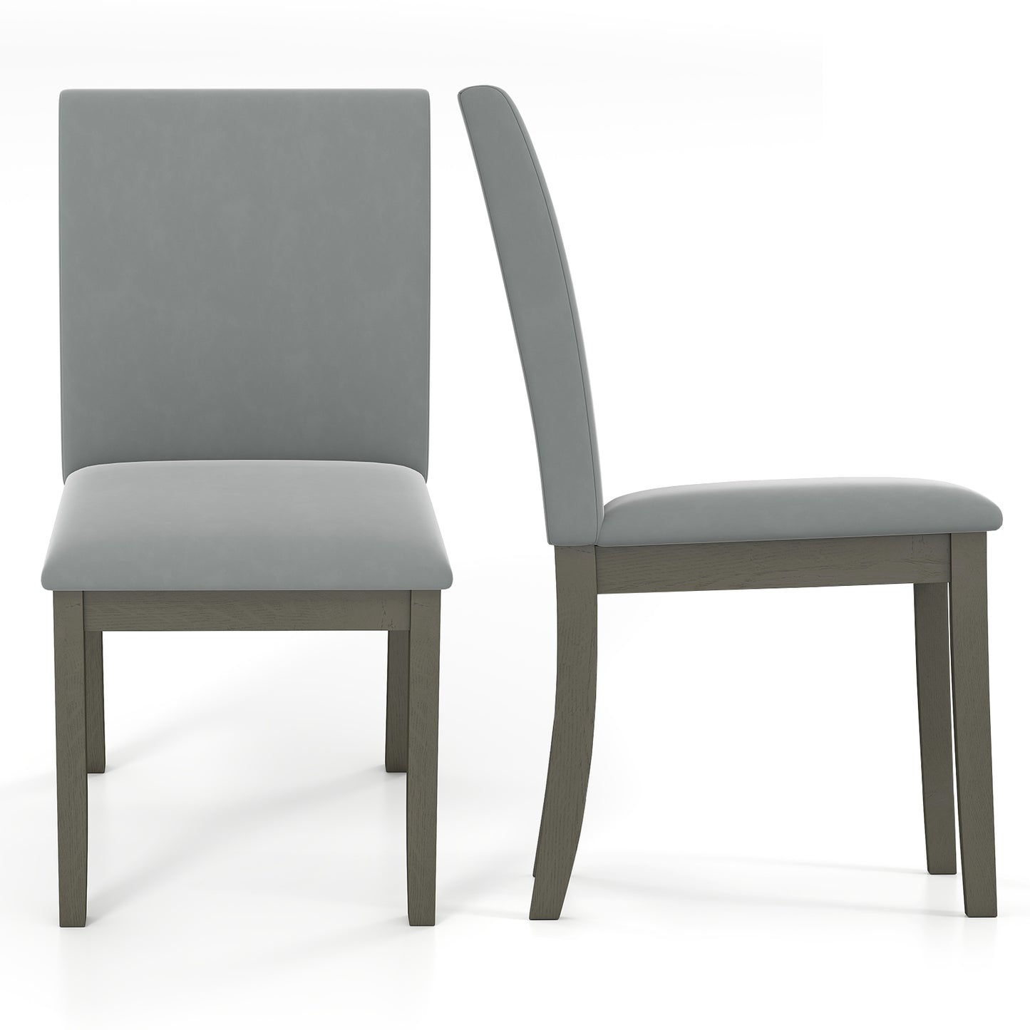 Velvet Upholstered Dining Chairs with High Backrest and Solid Rubber Wood Legs Set of 2