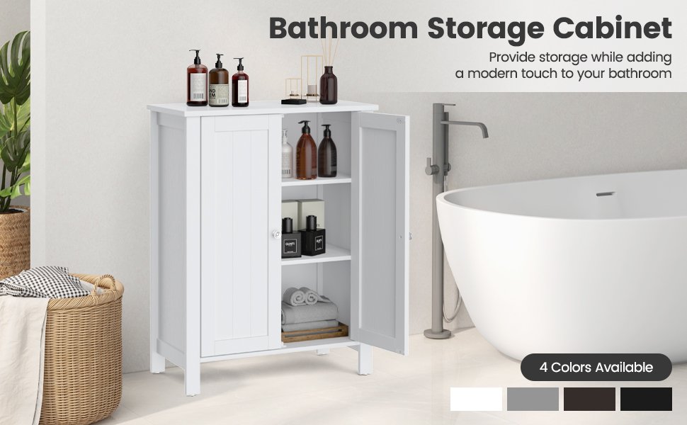 3 Tier 2-Door Bathroom Storage Cabinet Space Saver