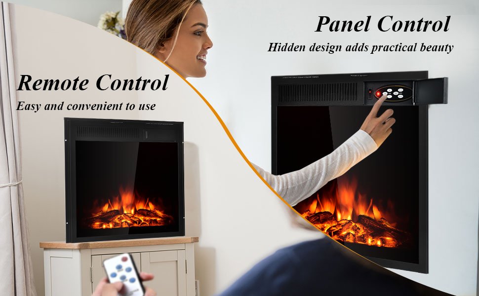 Freestanding & Recessed Electric Fireplace Heater - 22.5 Inch