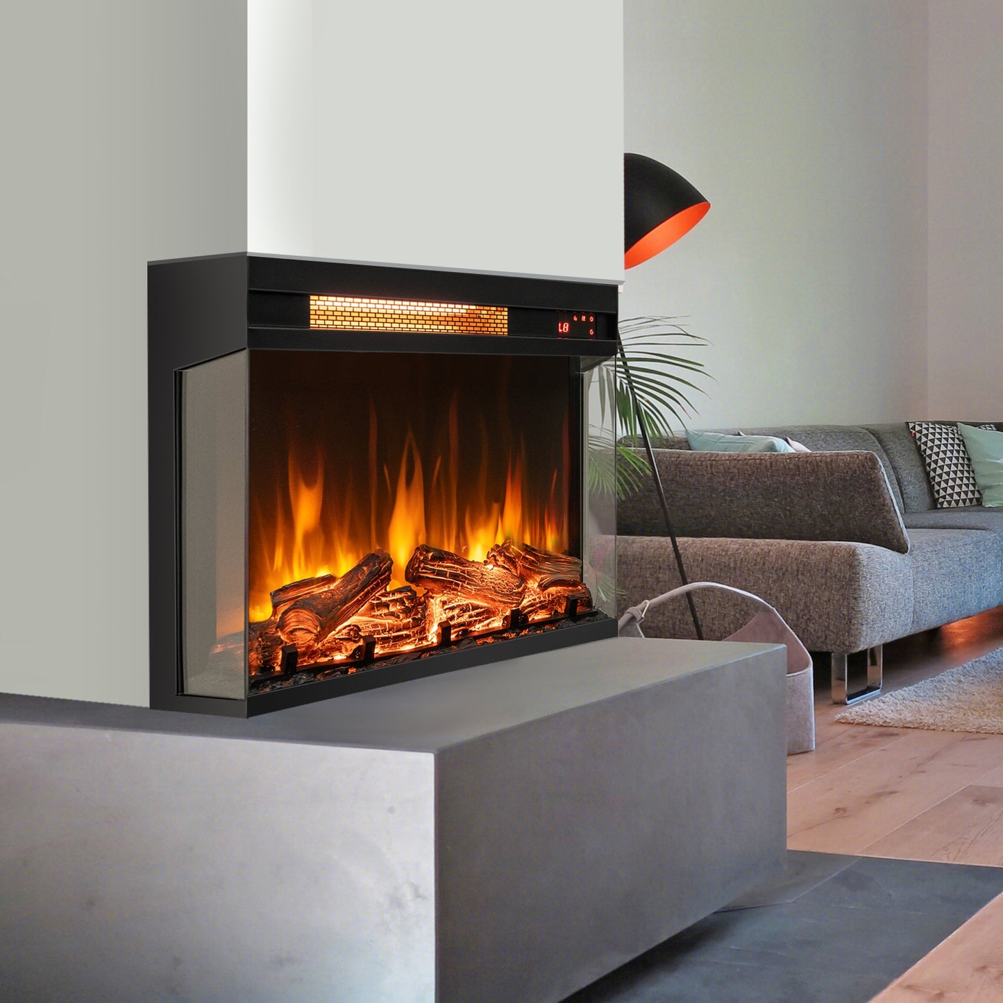23 Inch 3-Sided Electric Fireplace Insert with 1500W Heater & Adjustable Settings