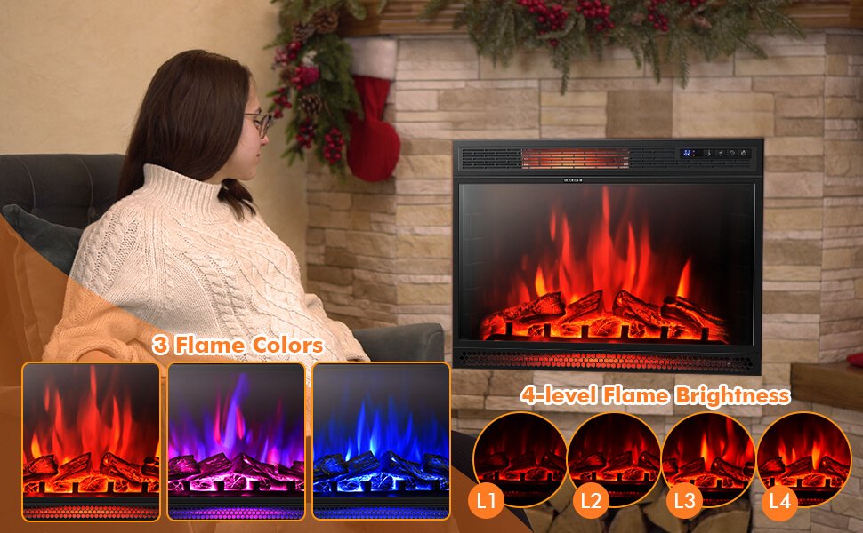 25 Inch Recessed Electric Fireplace Heater