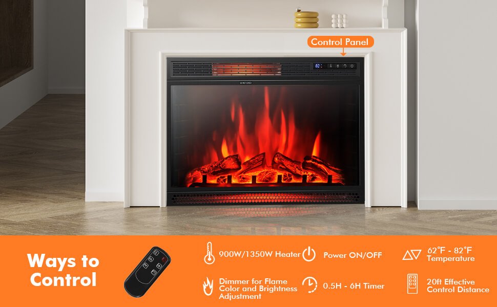 25 Inch Recessed Electric Fireplace Heater